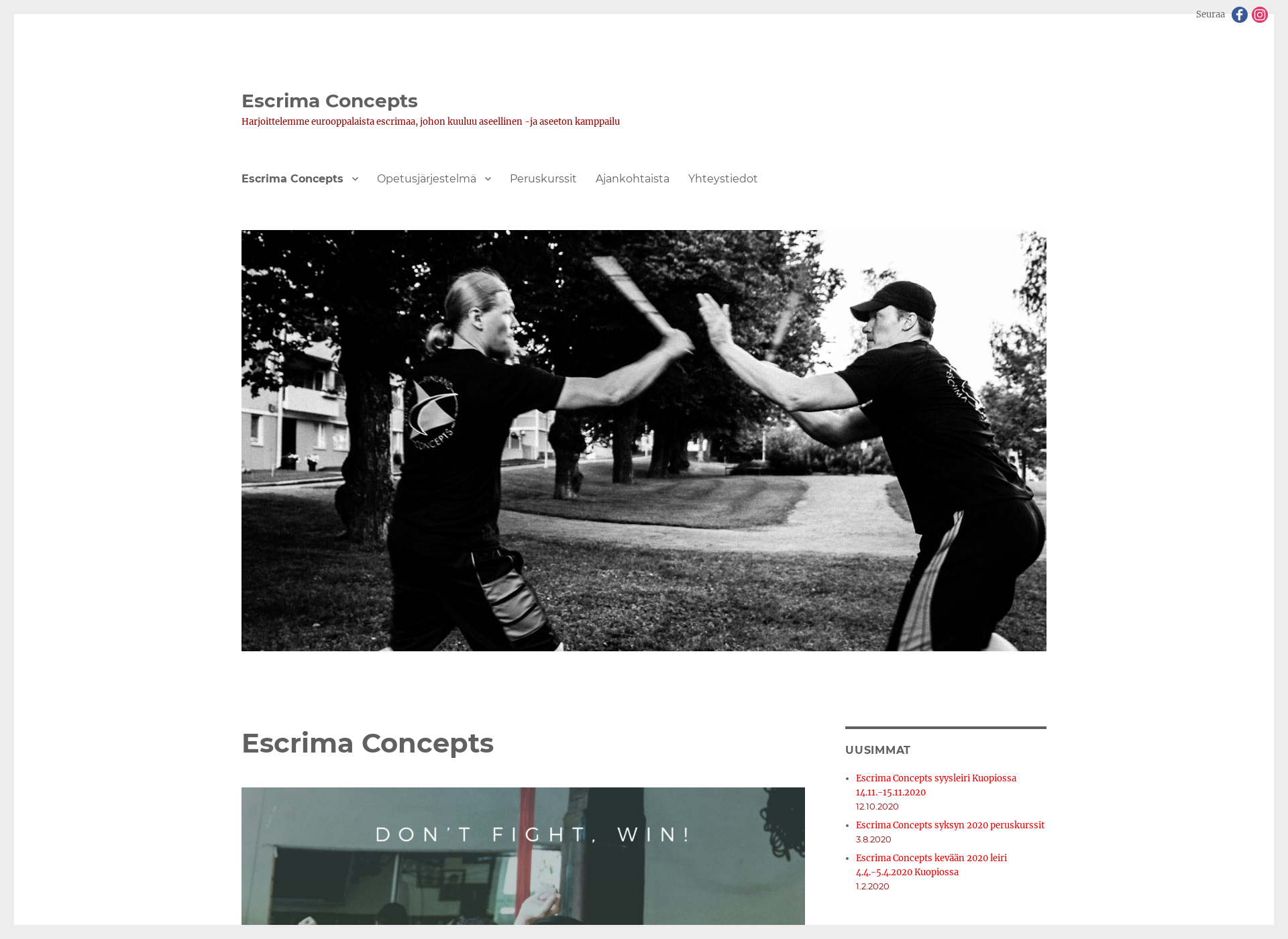 Skärmdump för escrimaconcepts.fi