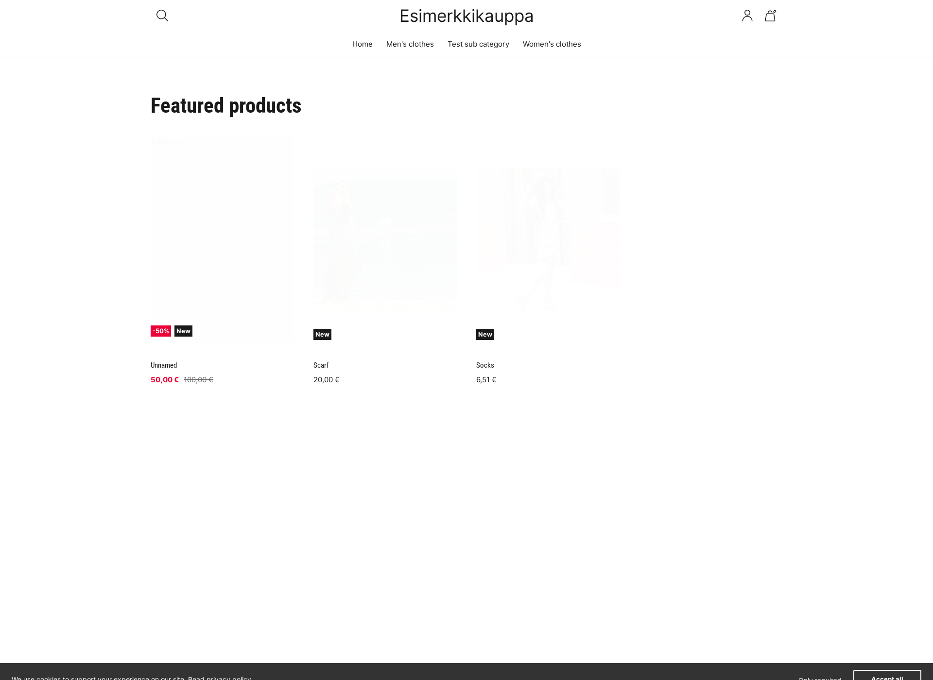 Skärmdump för esimerkkikauppa.fi