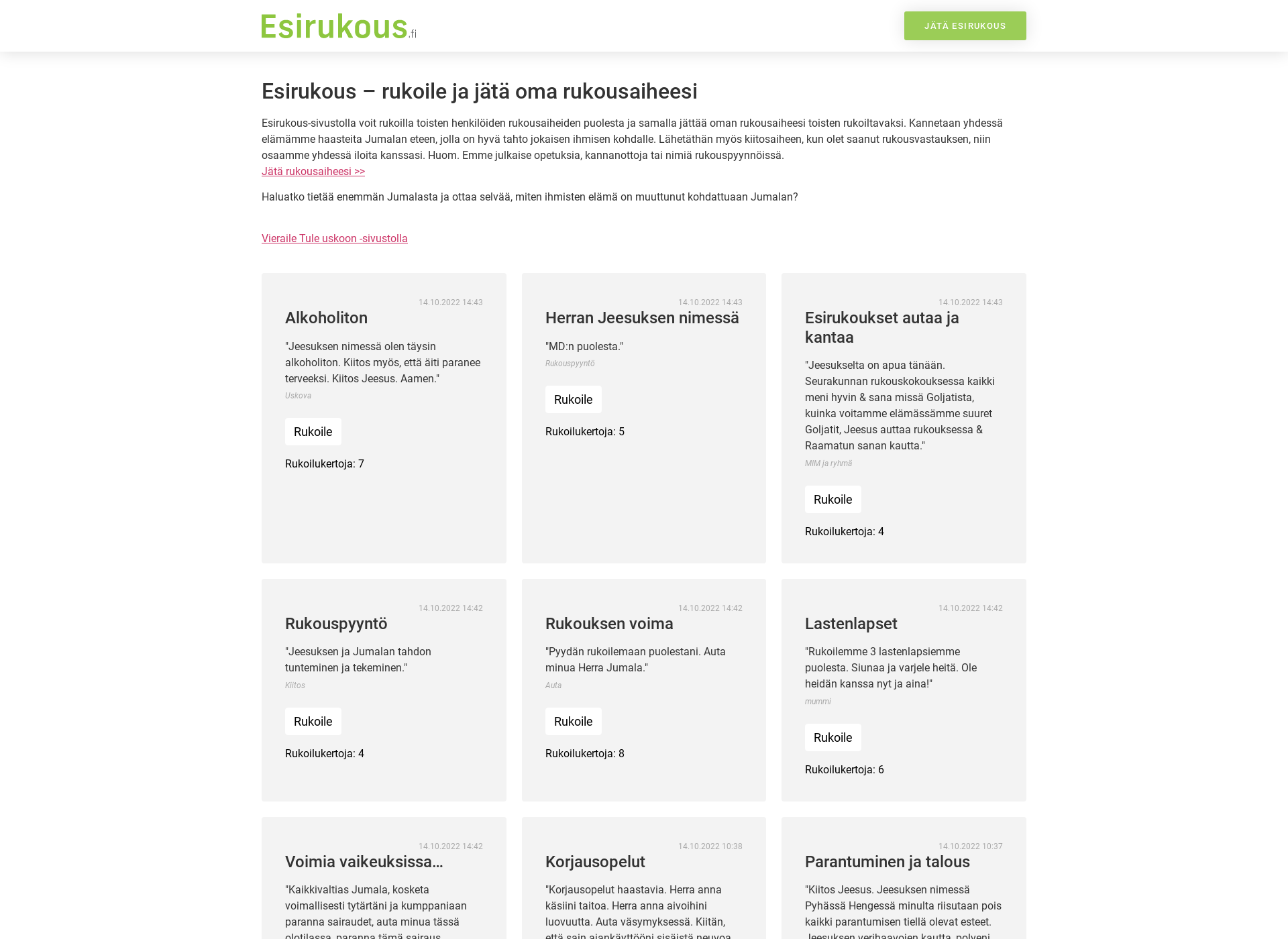 Screenshot for esirukous.fi