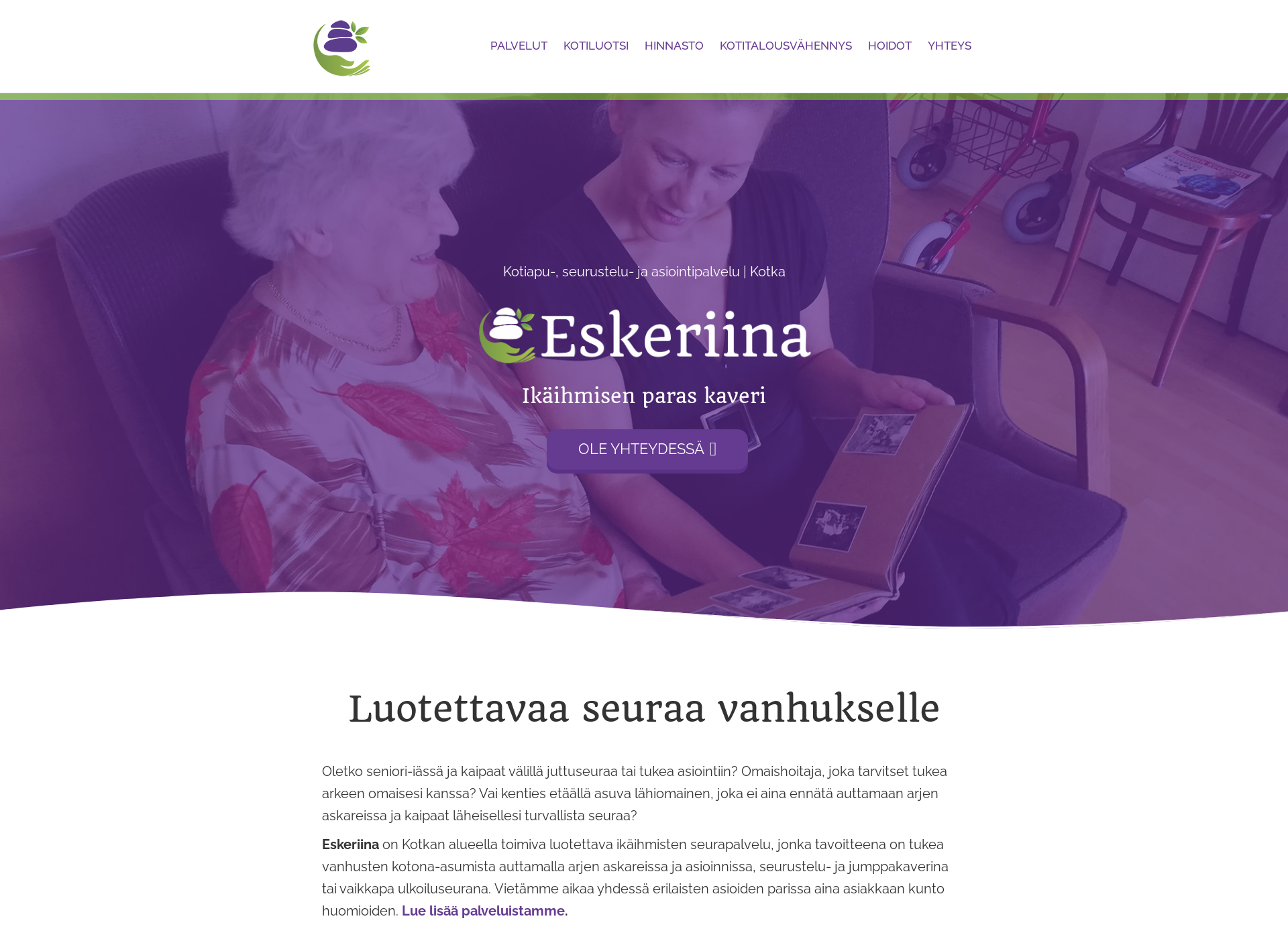 Skärmdump för eskeriina.fi