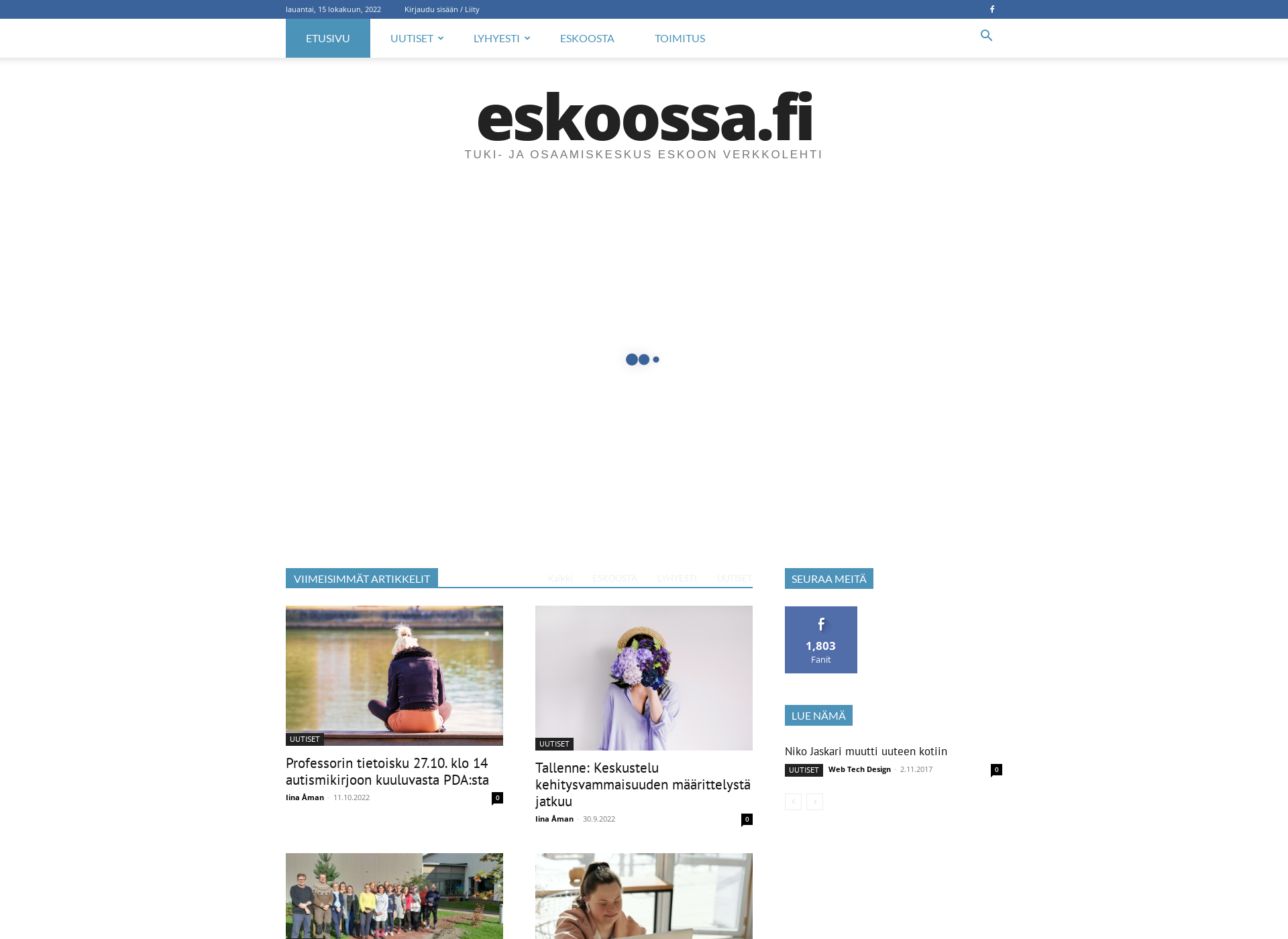 Skärmdump för eskoossa.fi