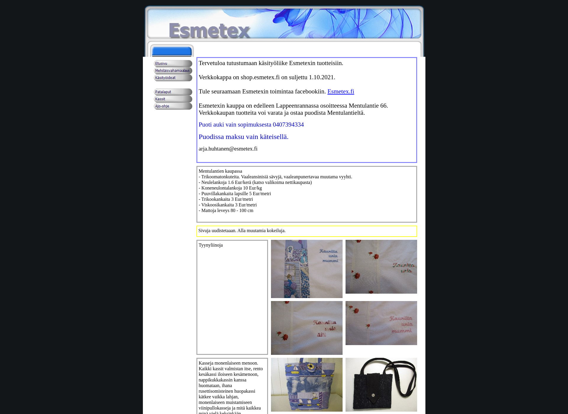 Screenshot for esmetex.fi