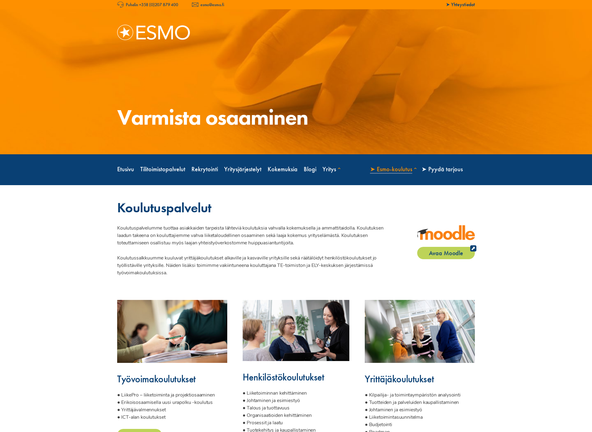 Skärmdump för esmo-koulutus.fi