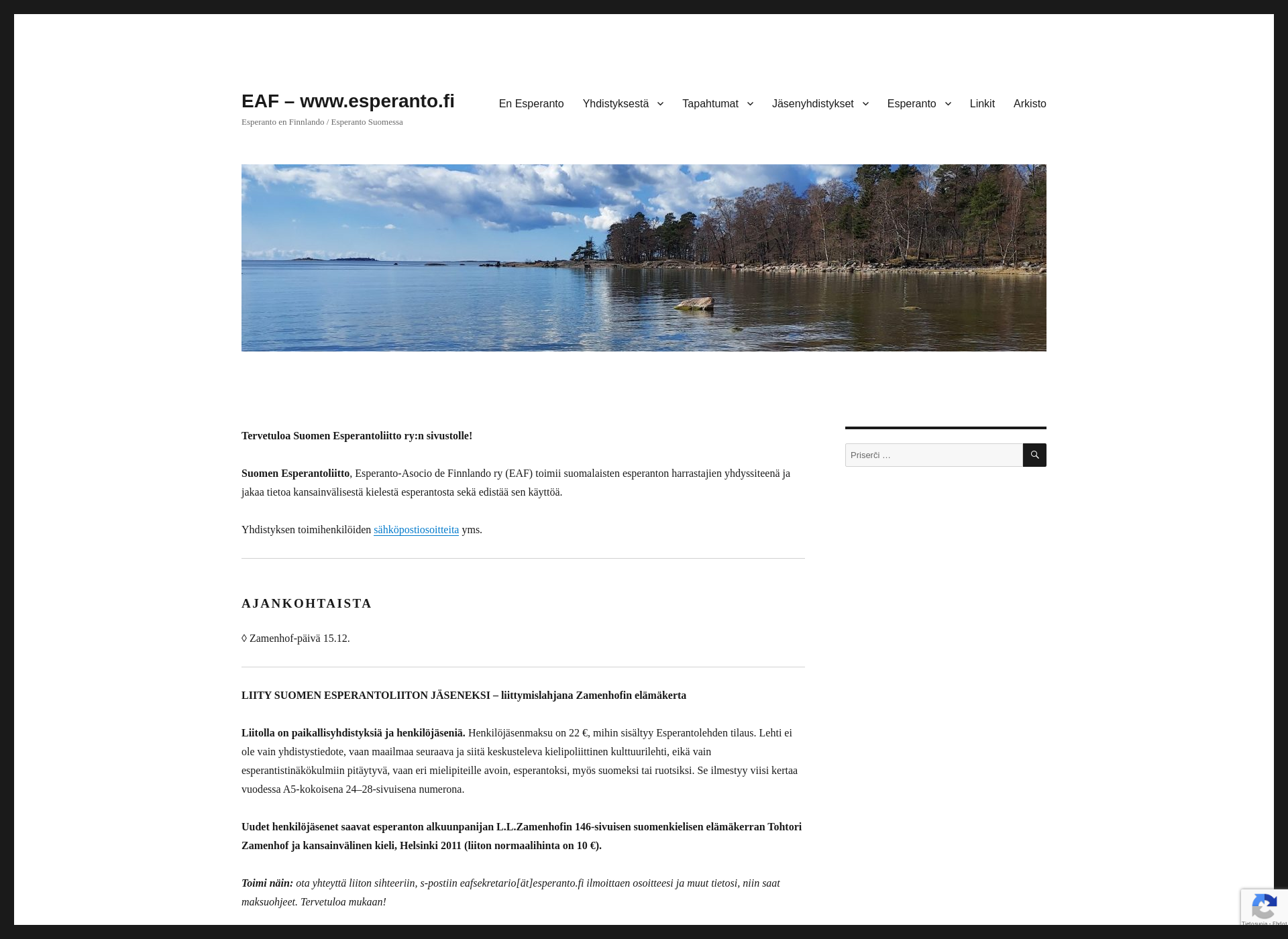Skärmdump för esperanto.fi