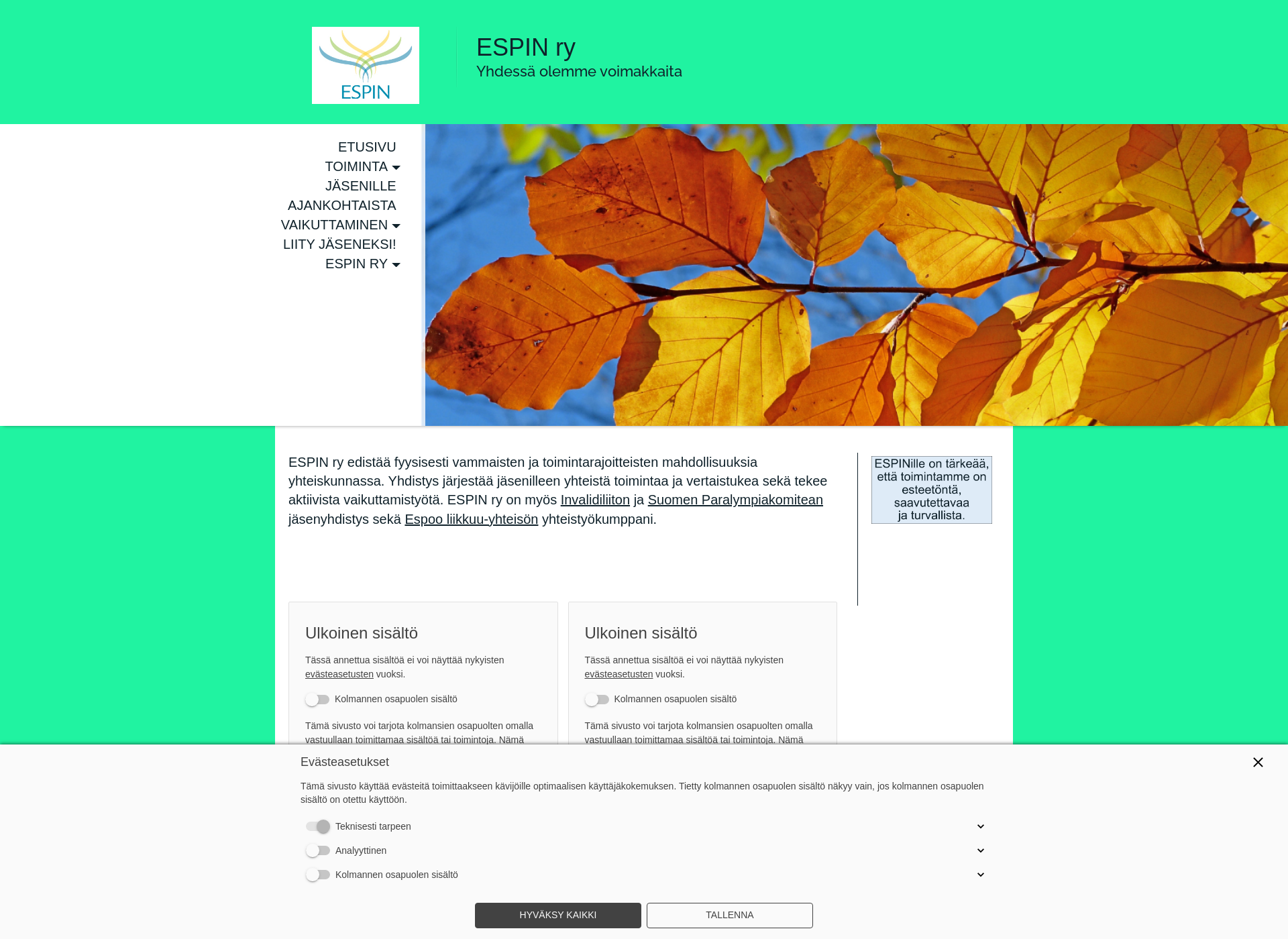 Skärmdump för espin.fi