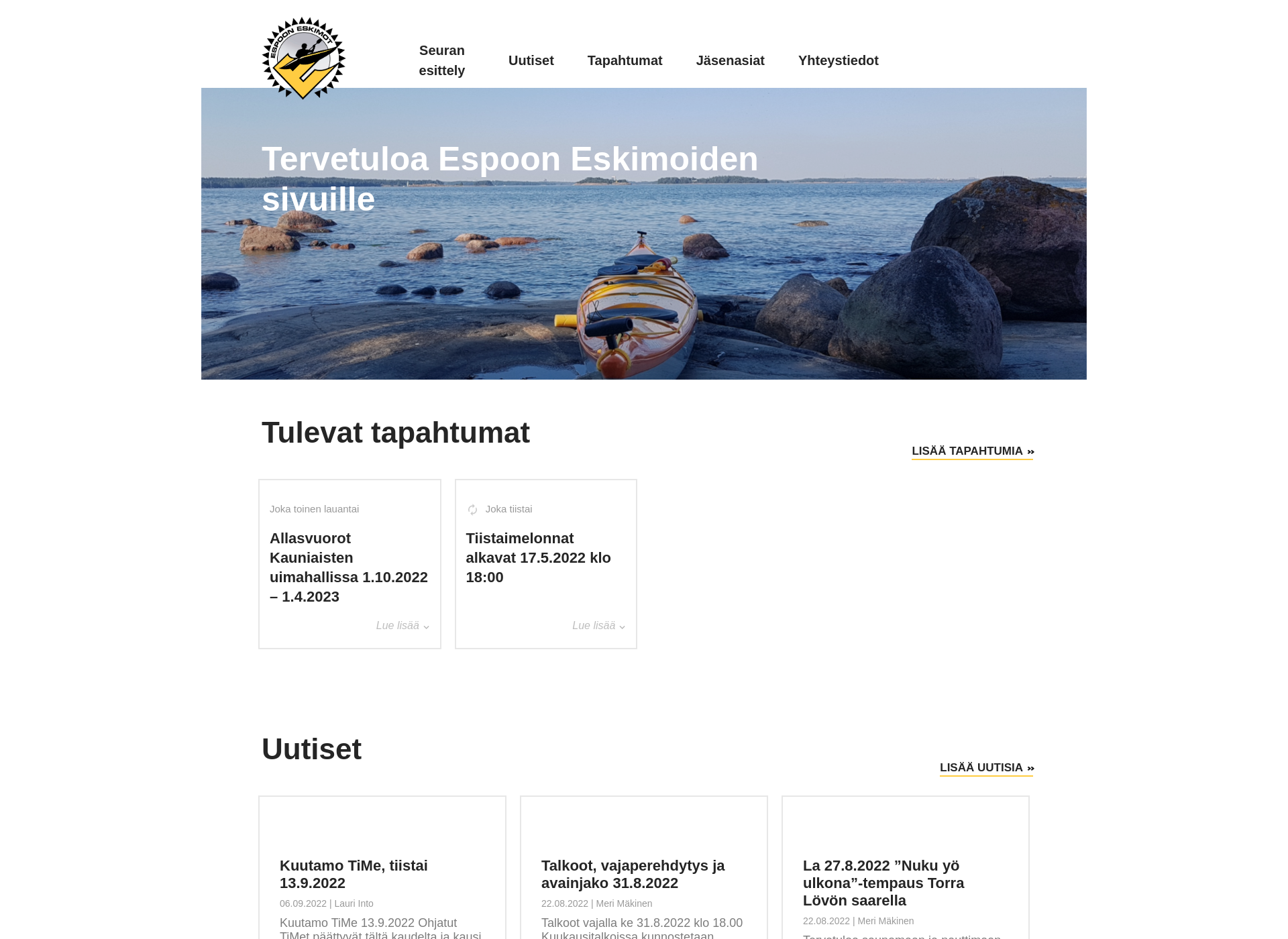 Skärmdump för espooneskimot.fi
