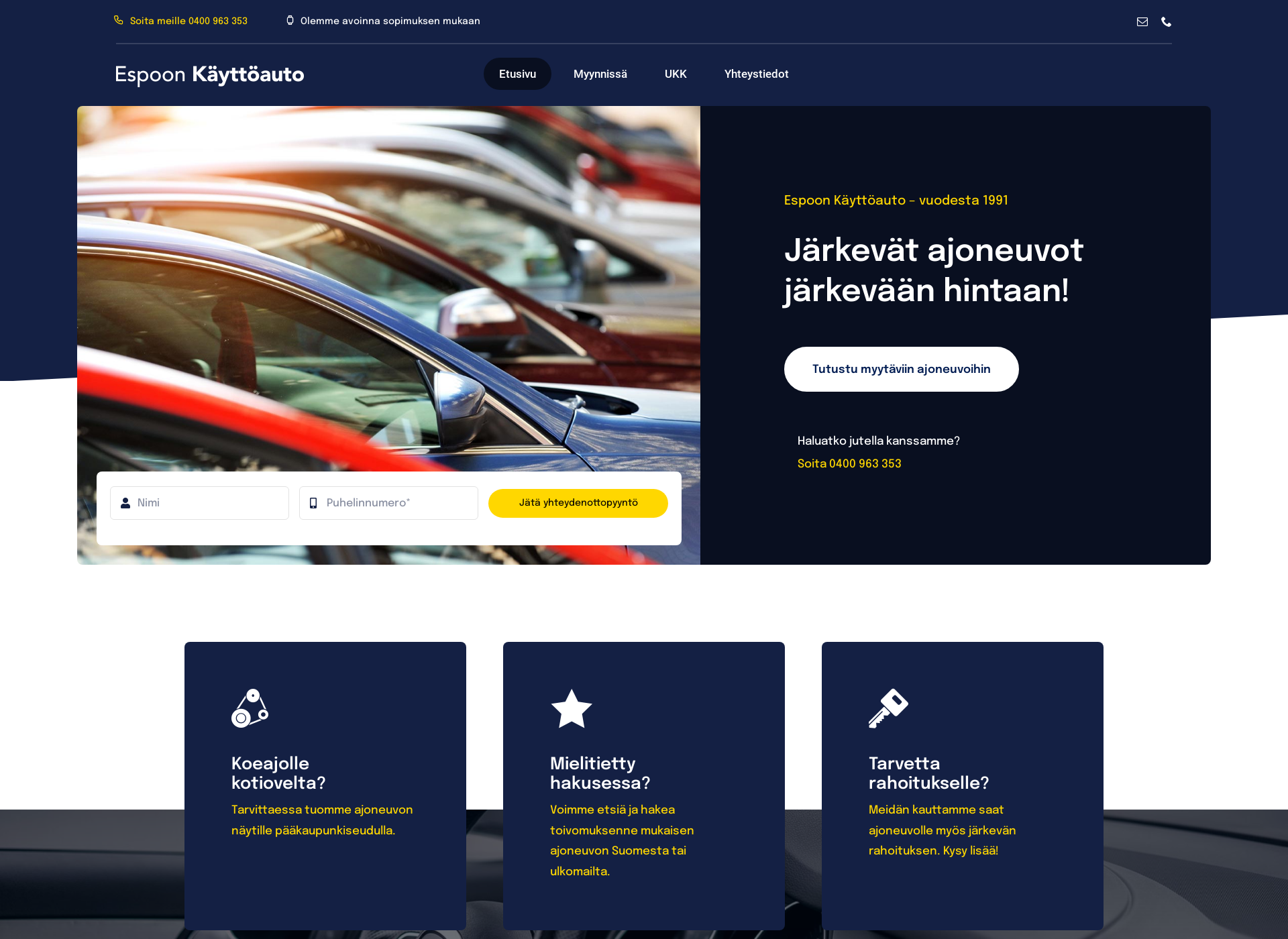 Screenshot for espoonkäyttöauto.fi