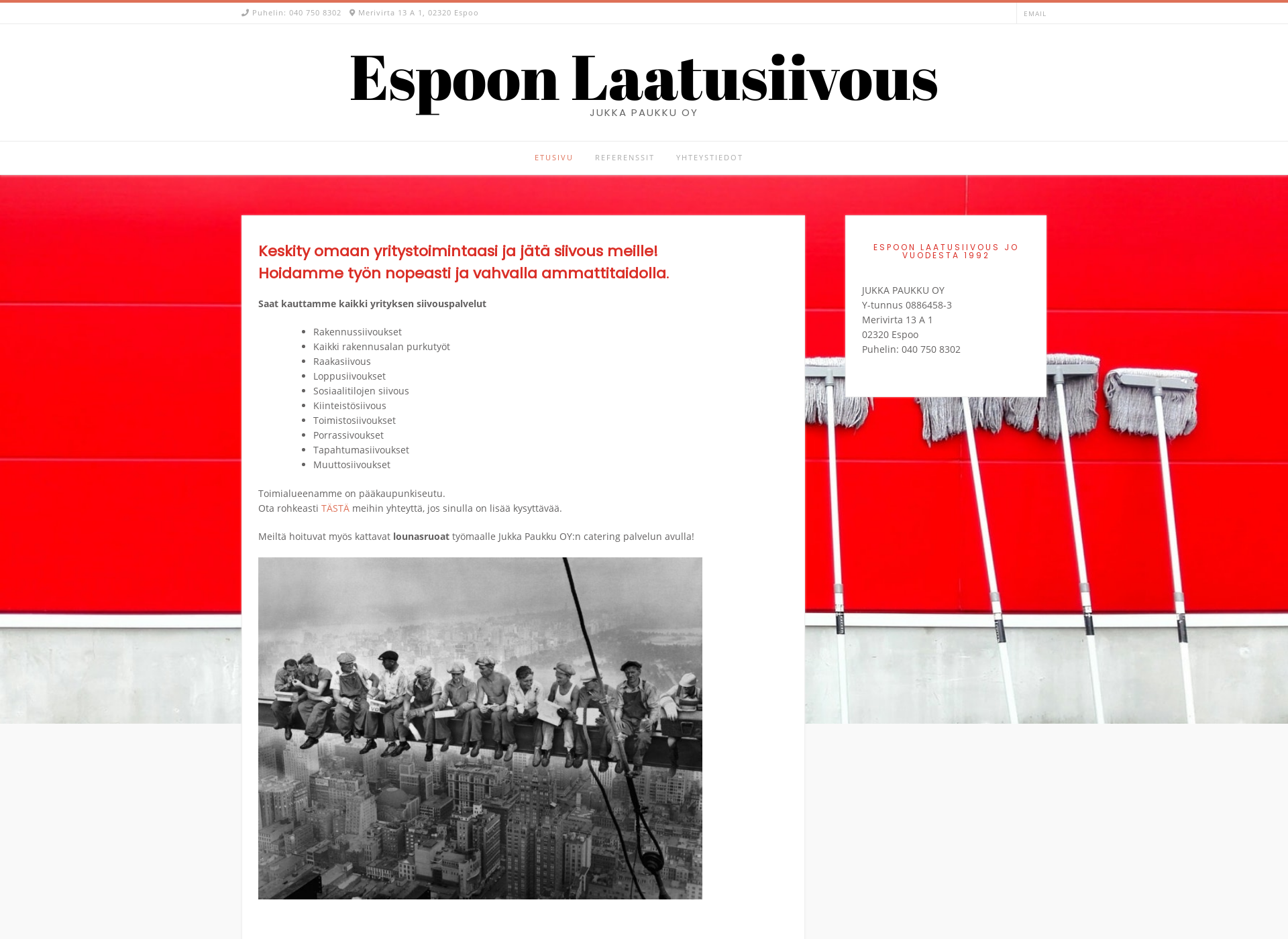 Skärmdump för espoonlaatusiivous.fi