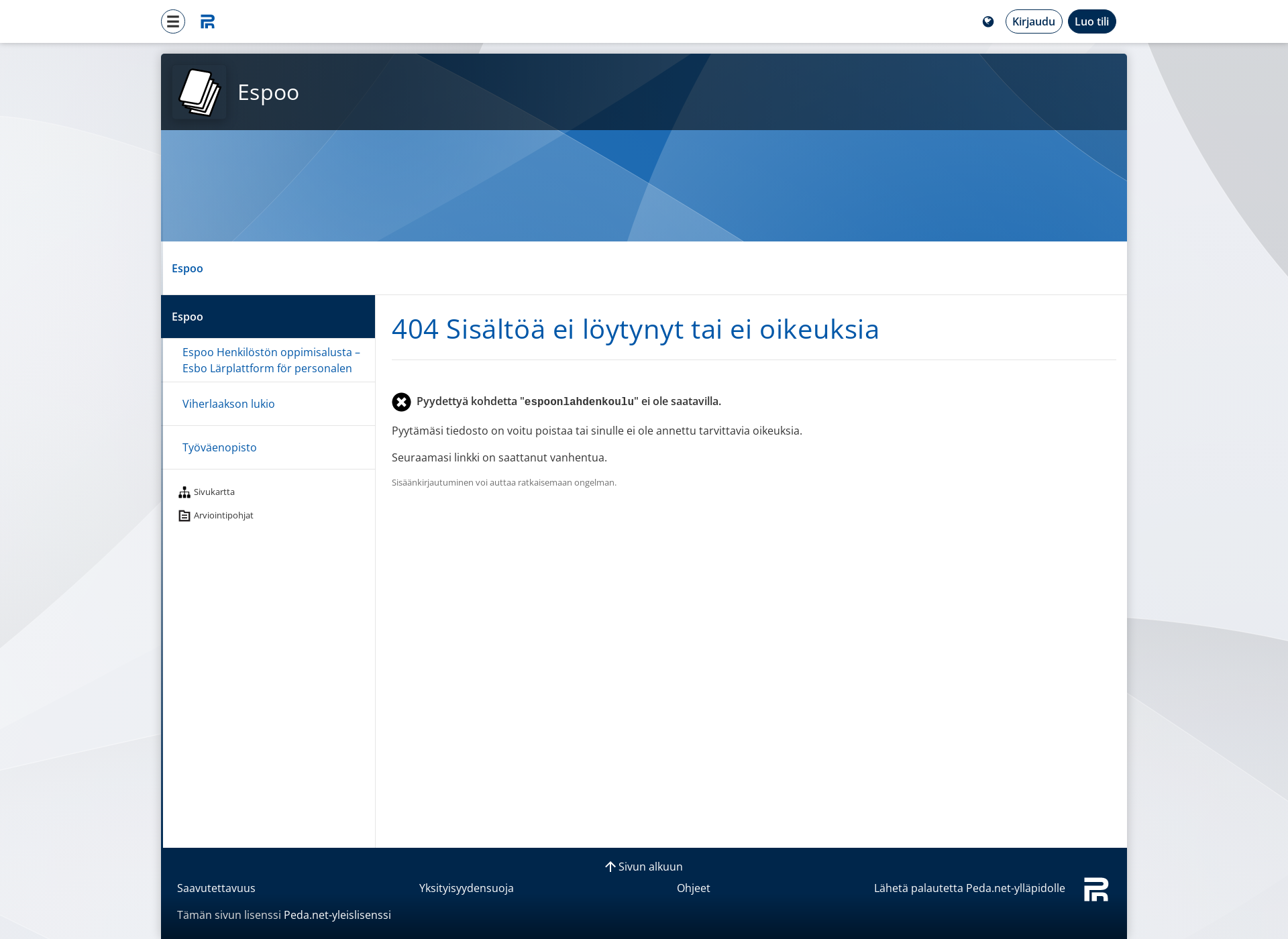Skärmdump för espoonlahdenkoulu.fi