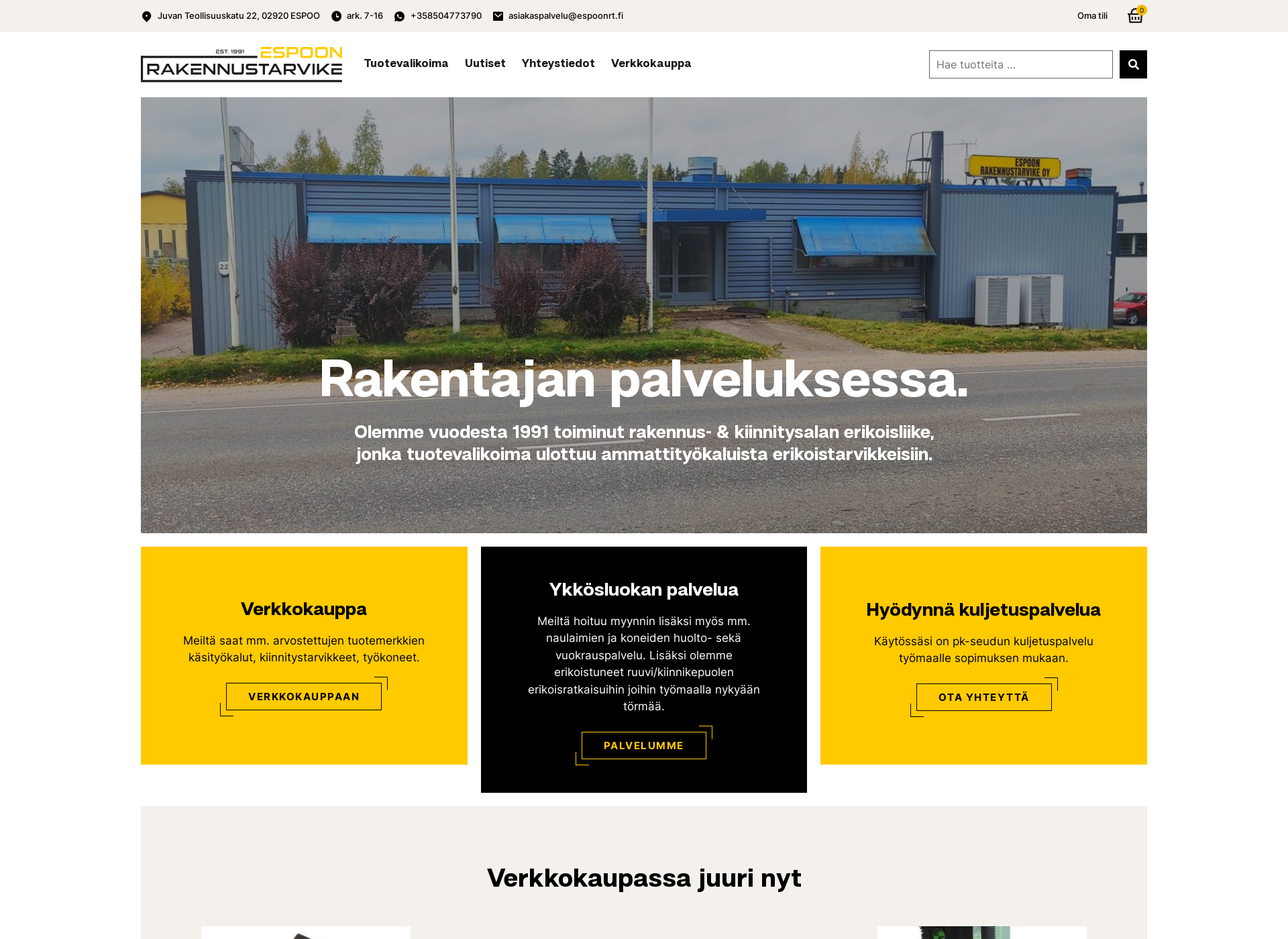 Skärmdump för espoonrt.fi