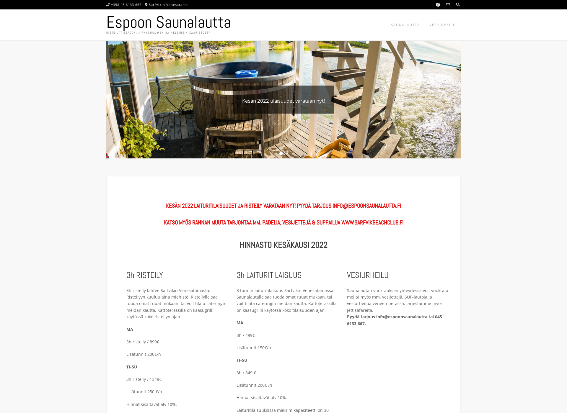 Screenshot for espoonsaunalautta.fi