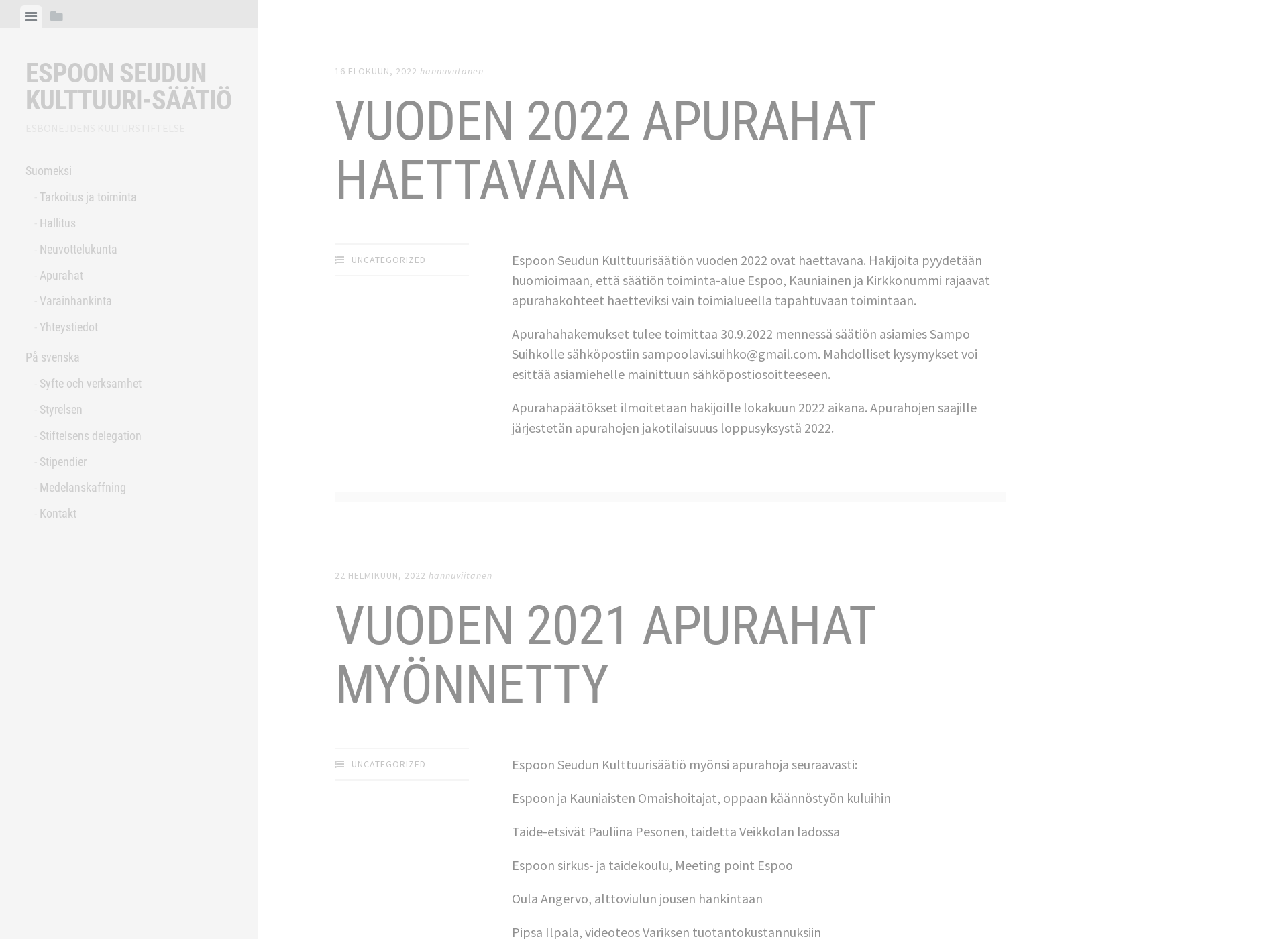 Screenshot for espoonseudunkulttuurisaatio.fi