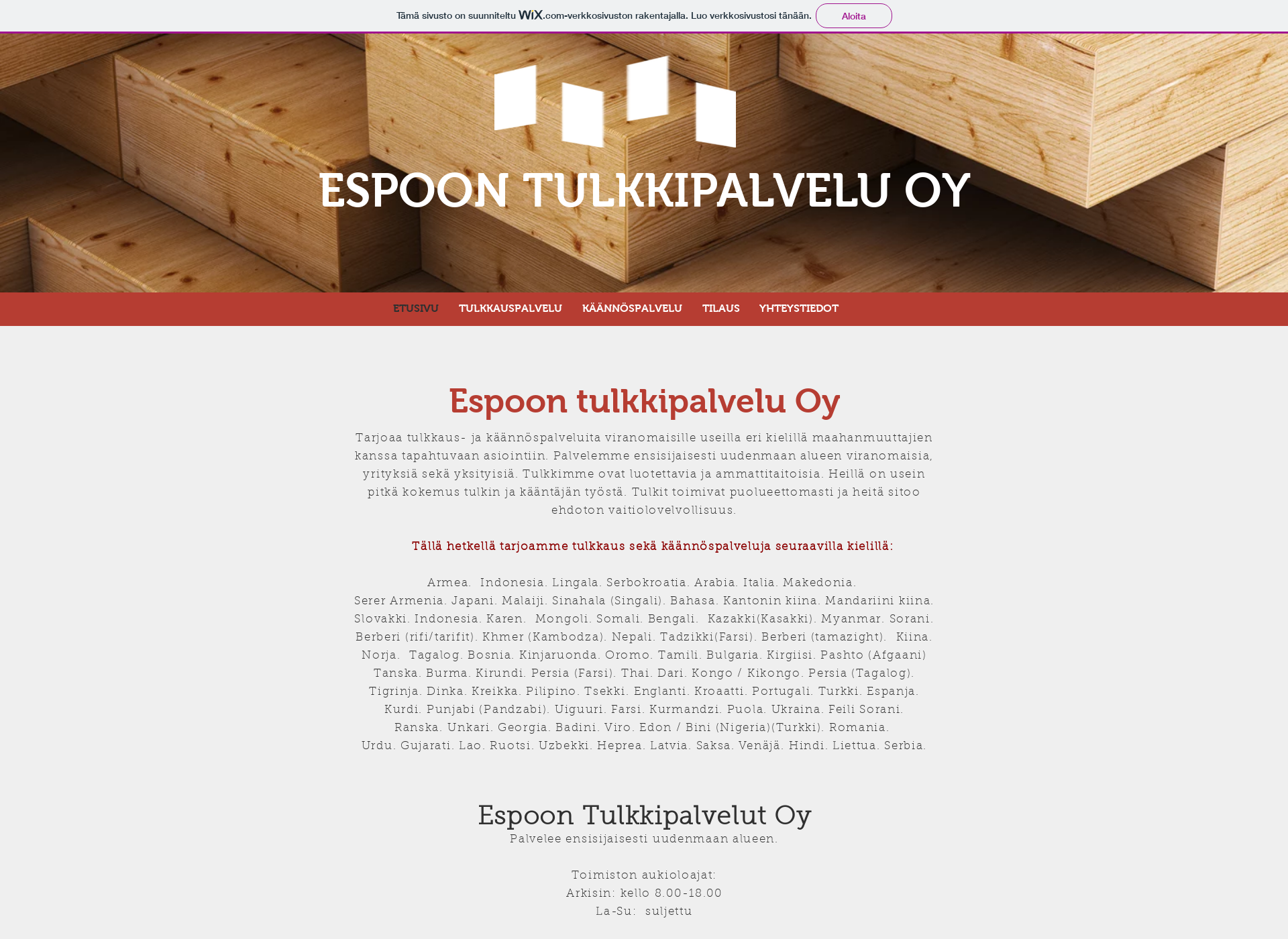Screenshot for espoontulkkipalvelu.fi