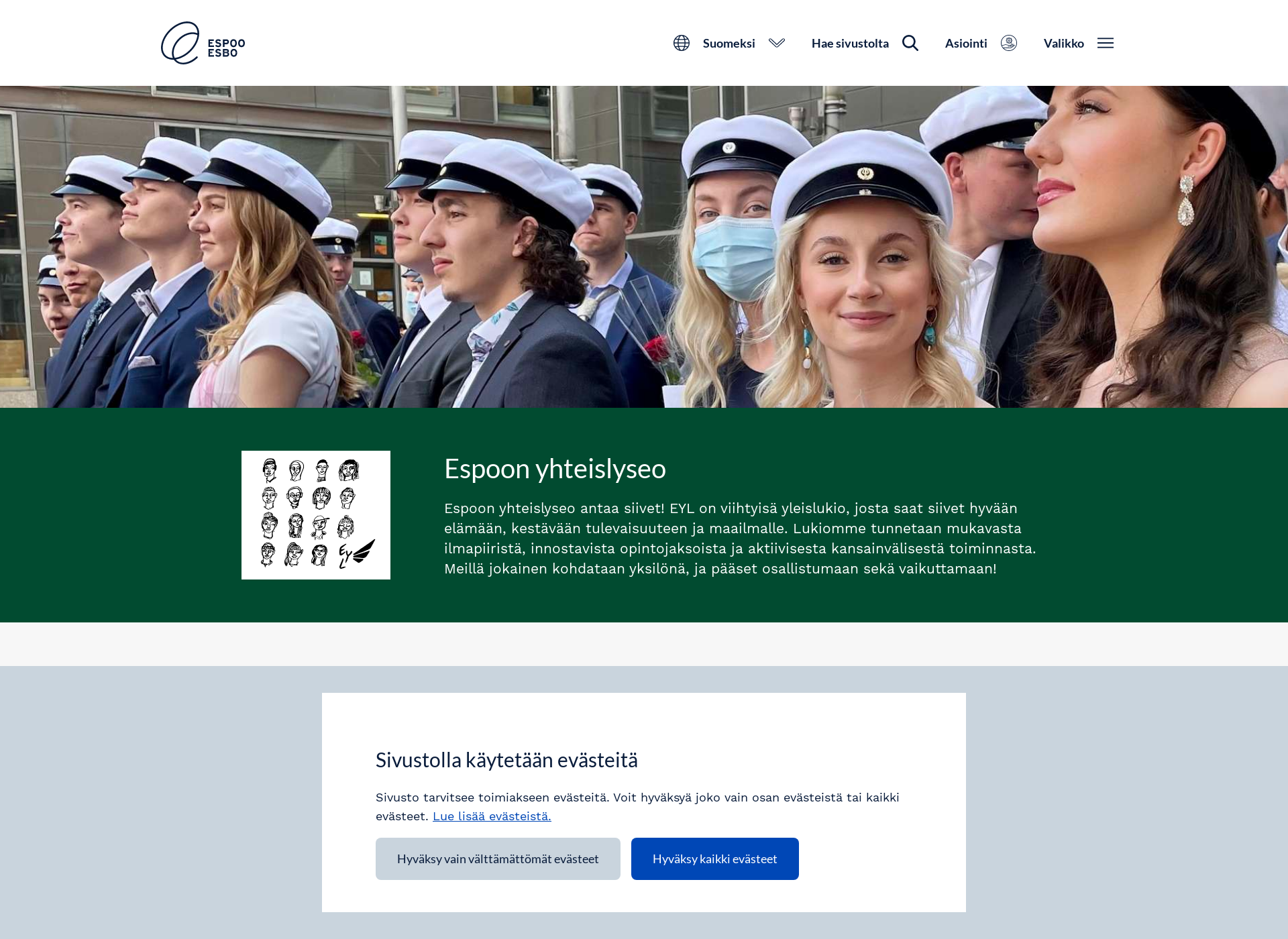 Screenshot for espoonyhteislyseo.fi