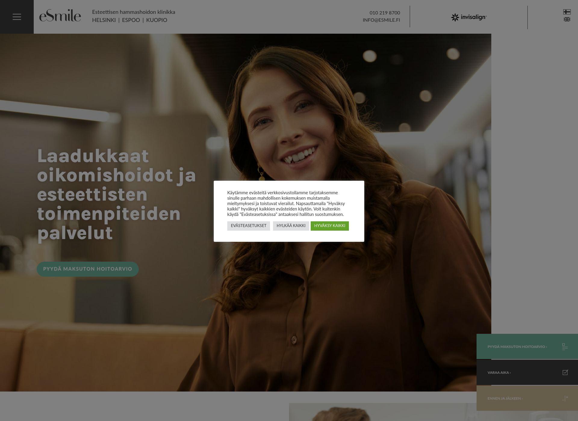 Screenshot for esteettisenhammashoidonklinikka.fi