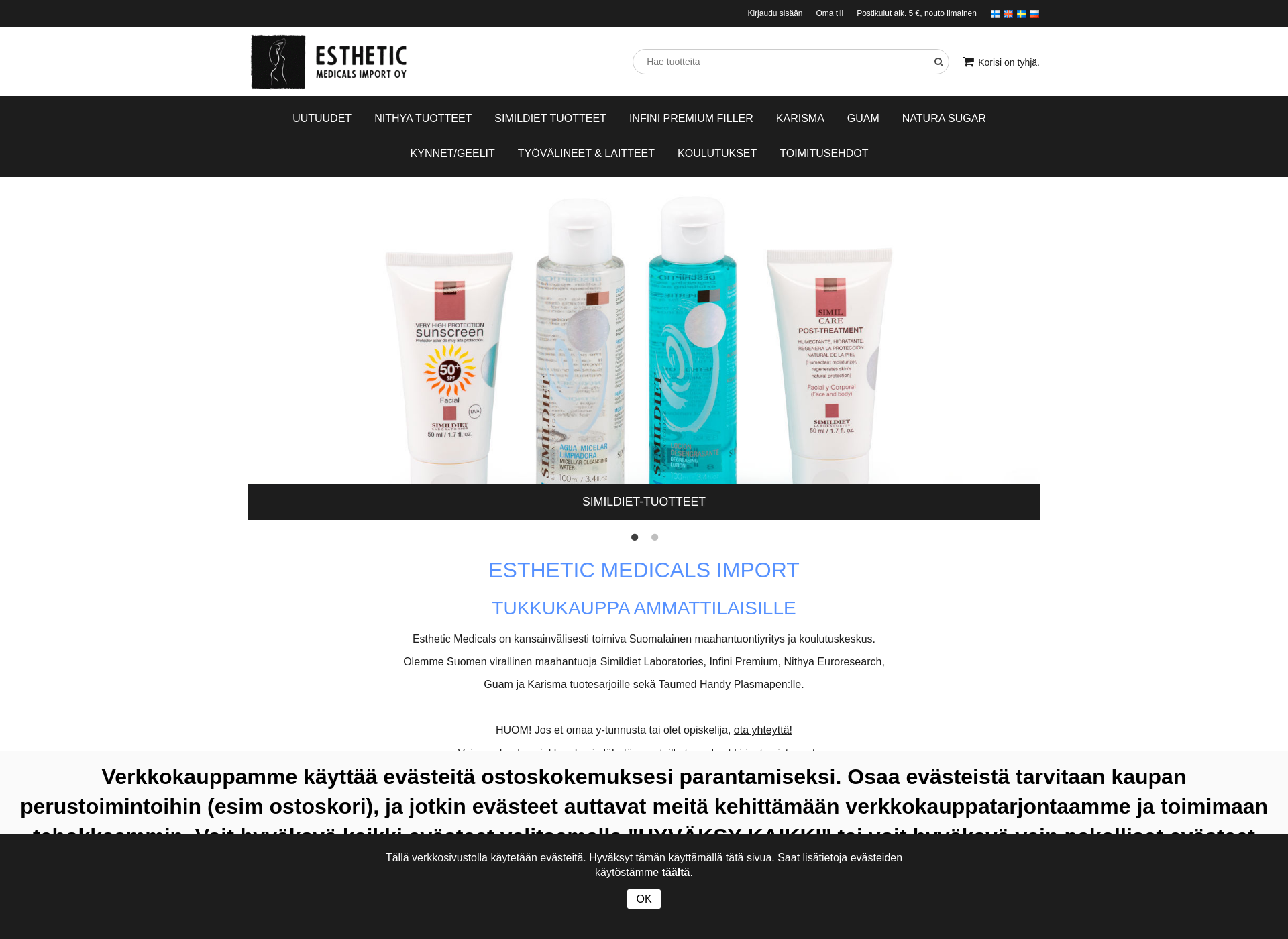 Skärmdump för estheticmedicals.fi