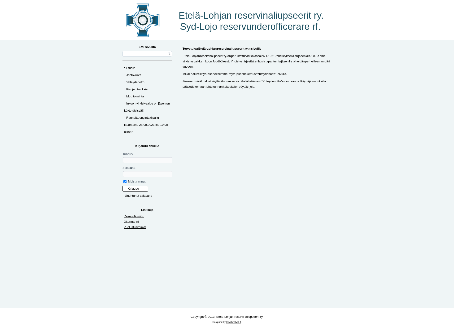Skärmdump för etela-lohjanreservinaliupseerit.fi