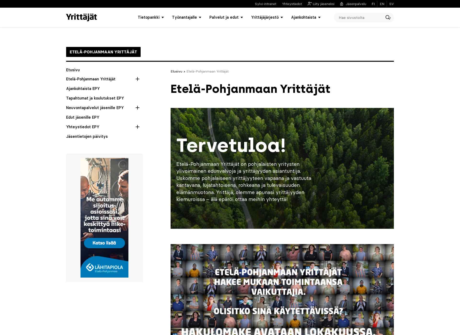 Screenshot for etelapohjanmaanyrittajat.fi