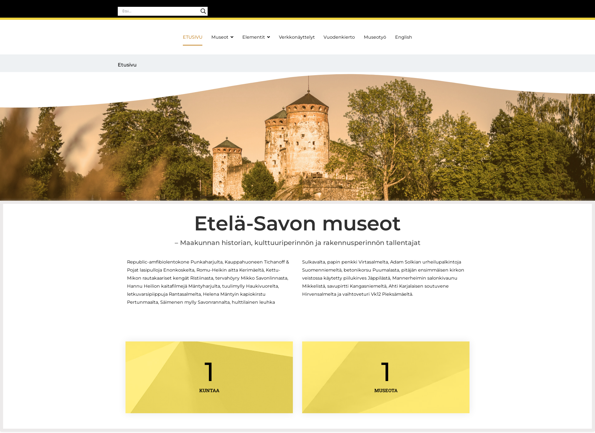 Screenshot for etelasavonmuseot.fi