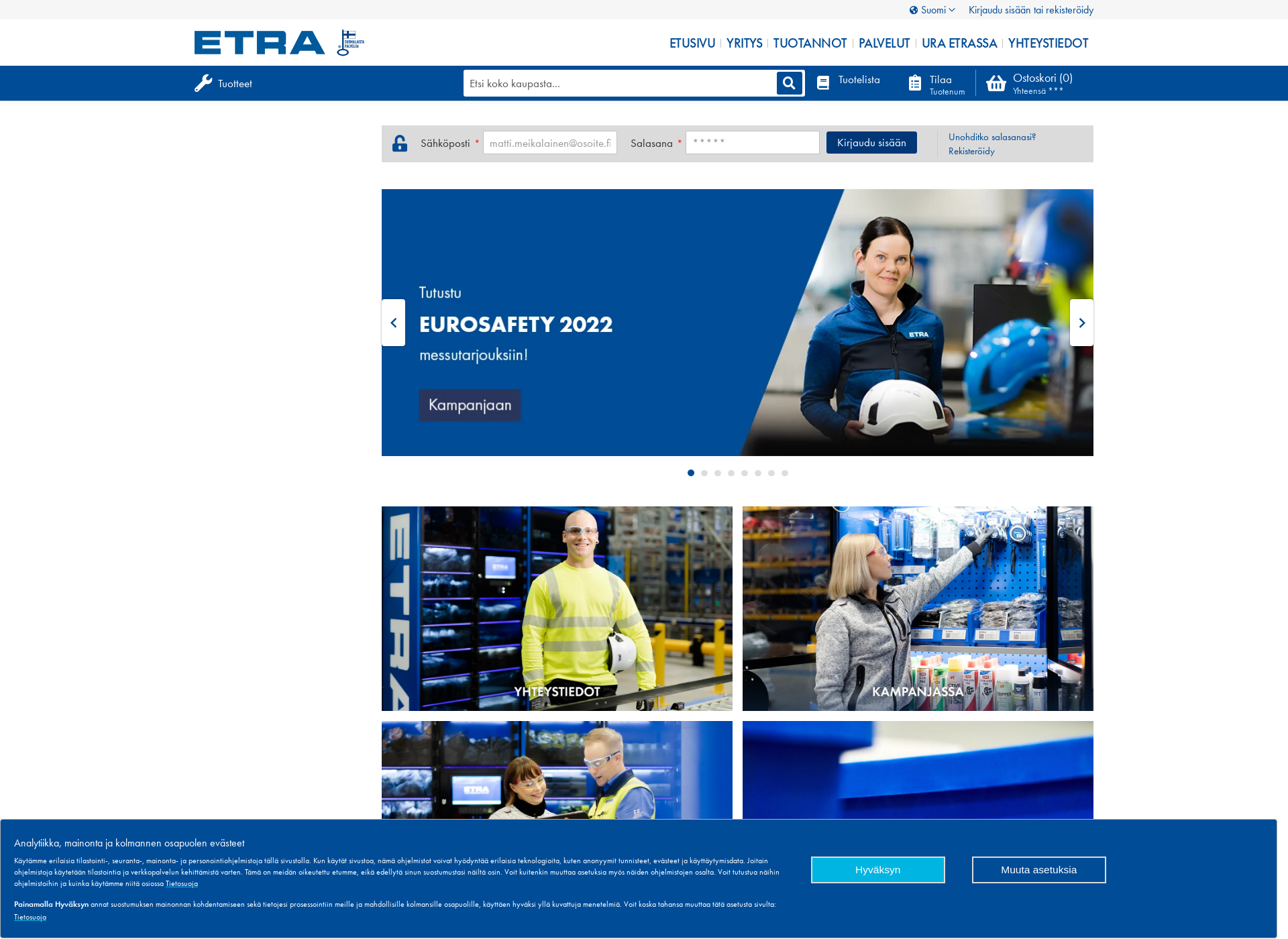 Screenshot for etra.fi