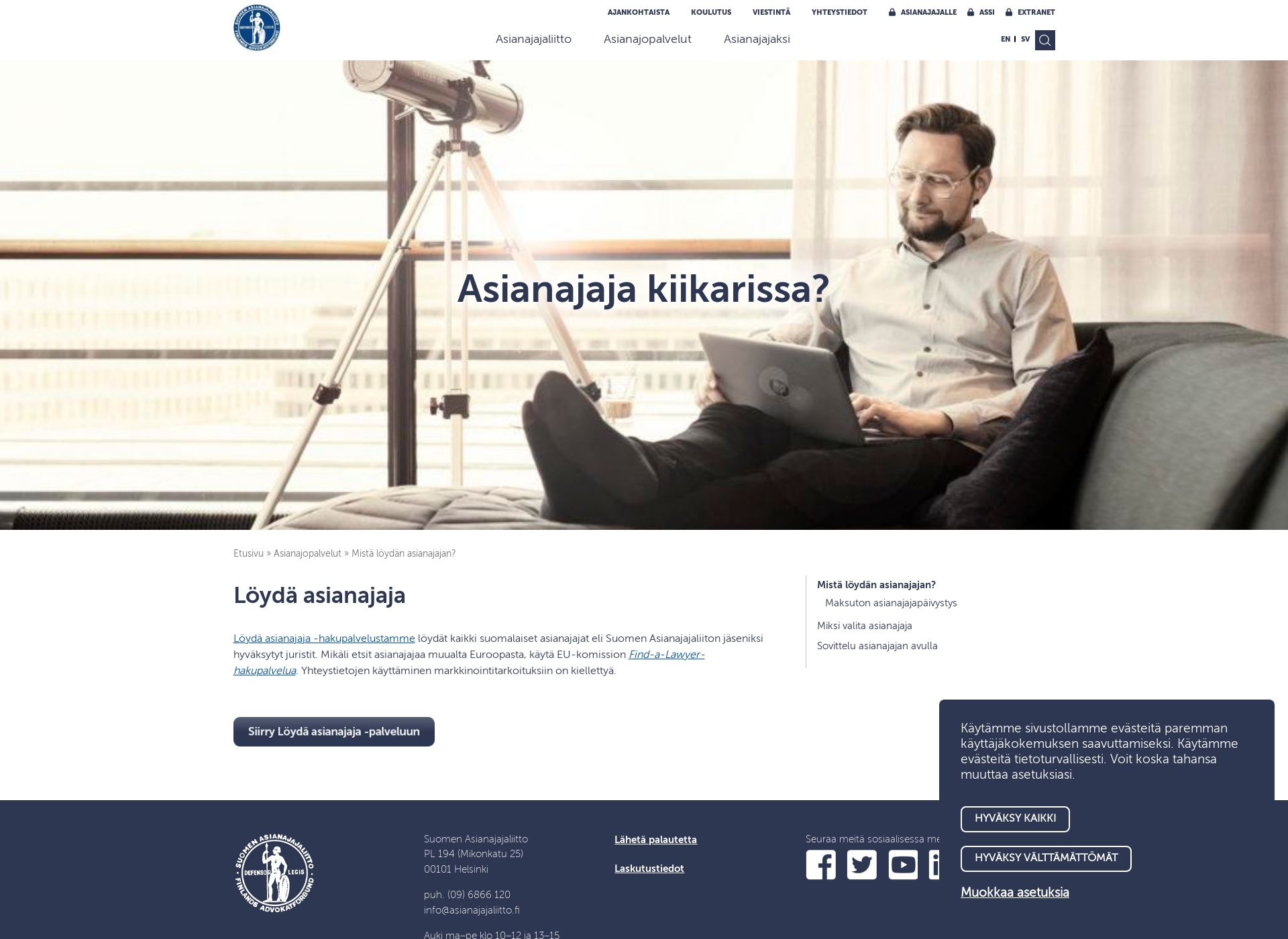 Screenshot for etsiasianajaja.fi