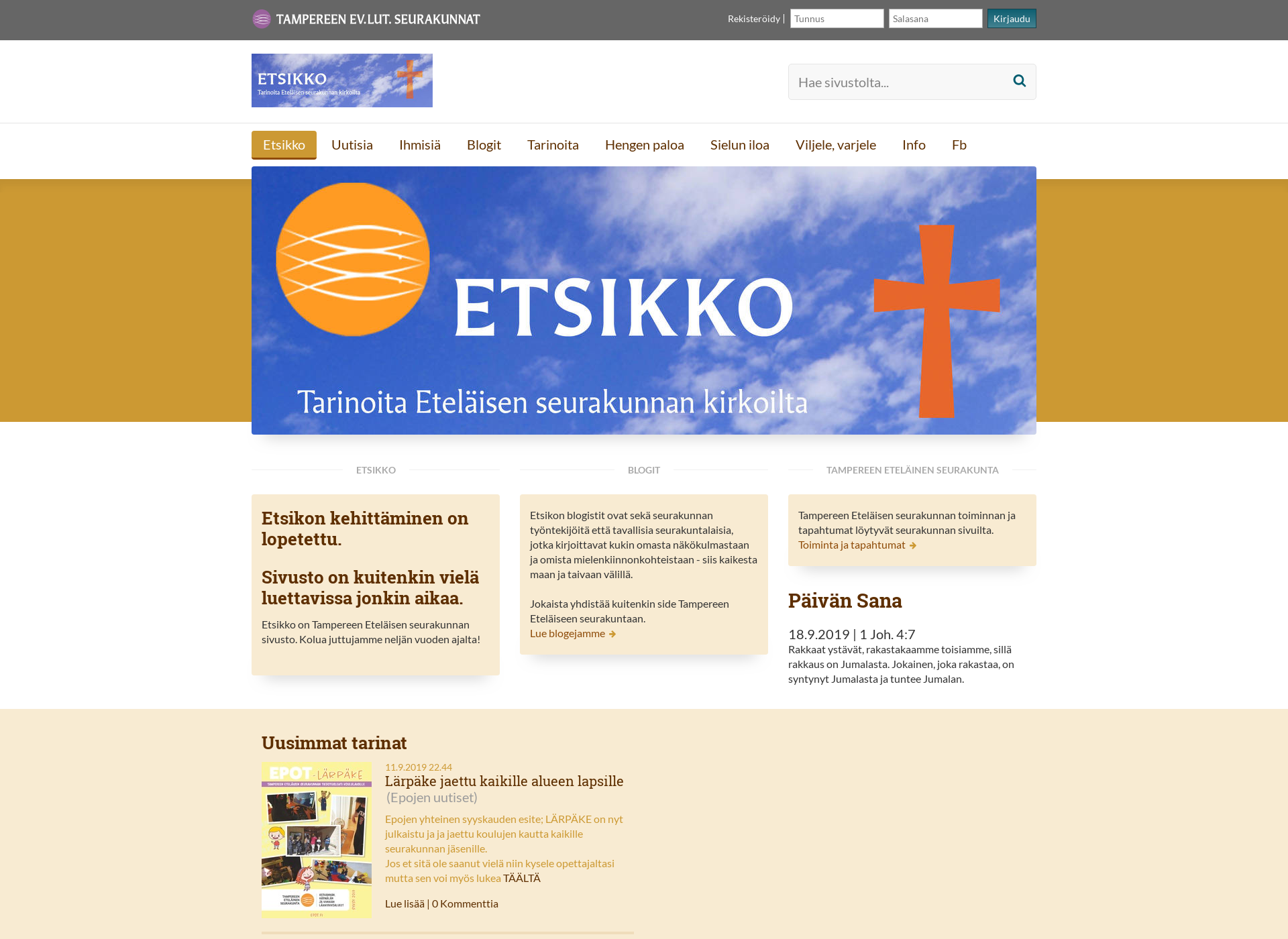 Skärmdump för etsikko.fi