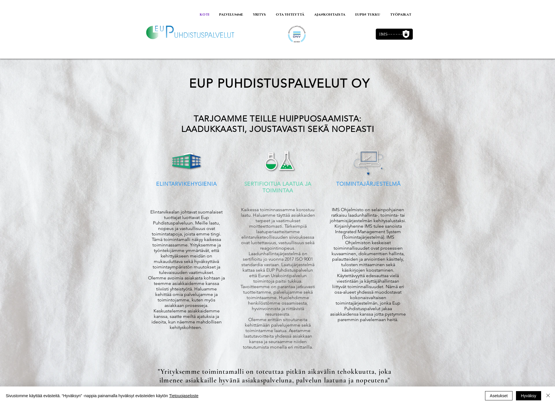 Skärmdump för eup.fi