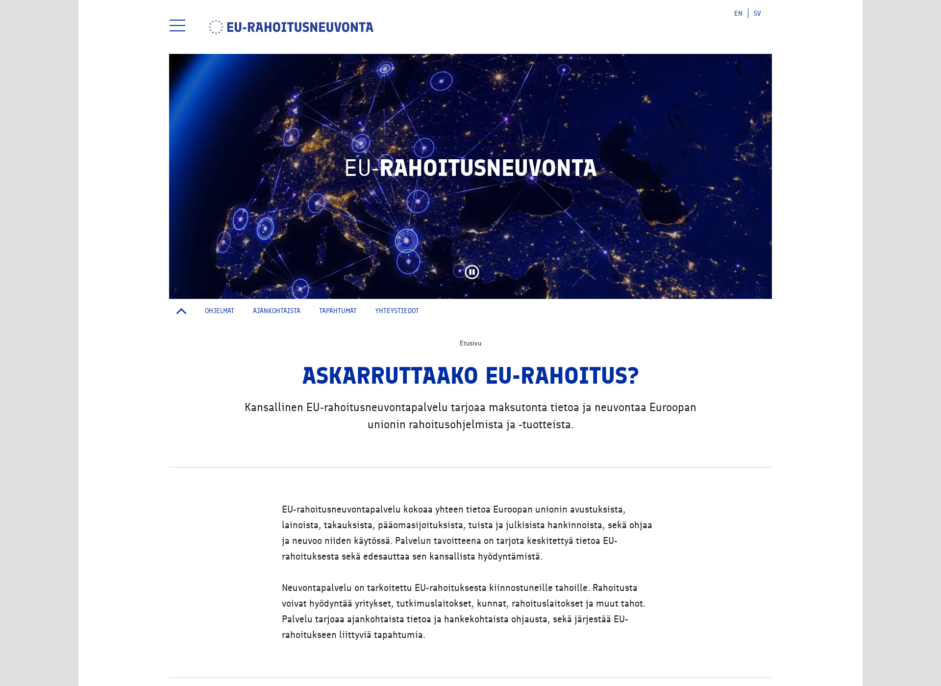 Skärmdump för eurahoitusneuvonta.fi
