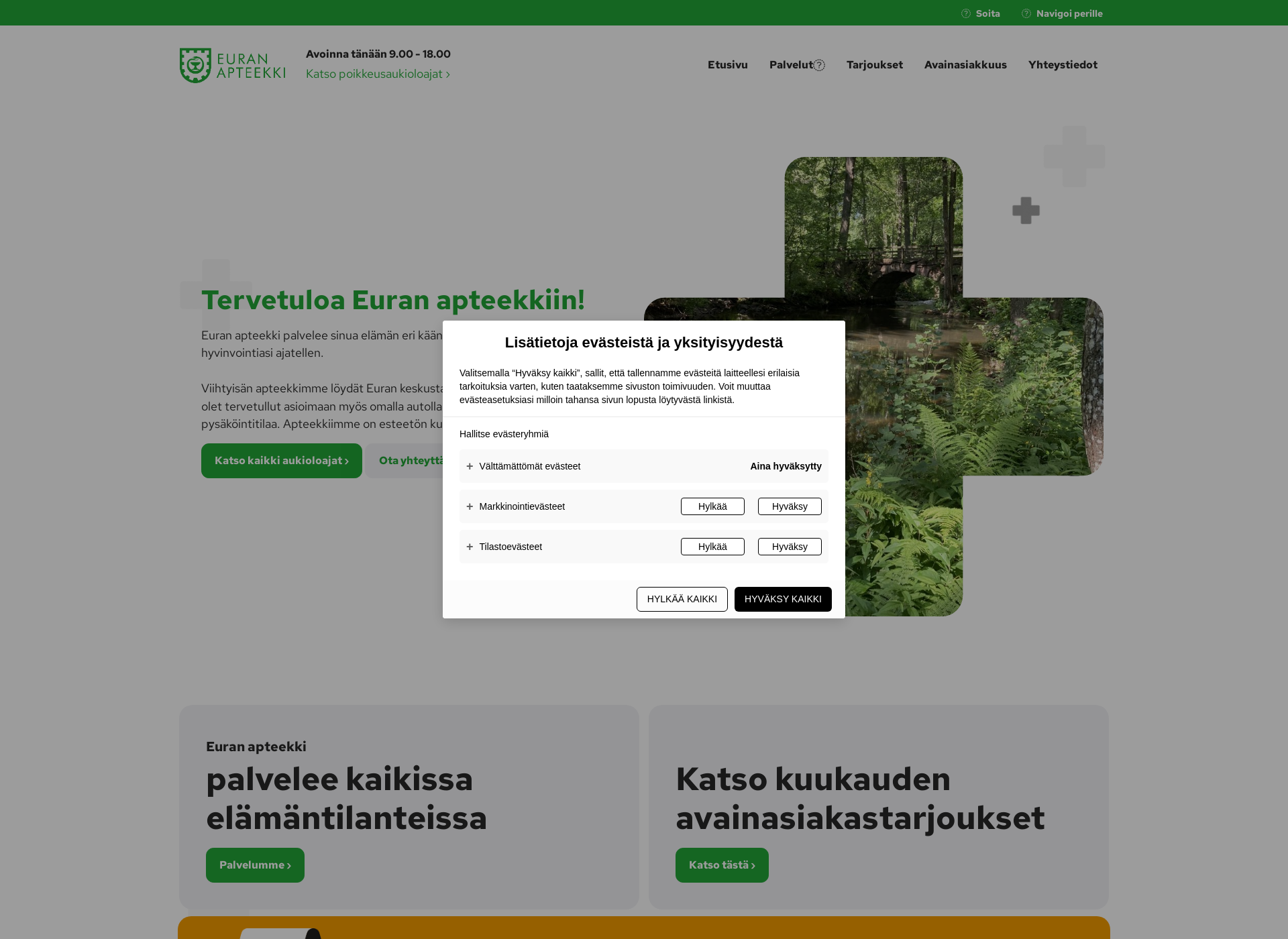 Skärmdump för euranapteekki.fi