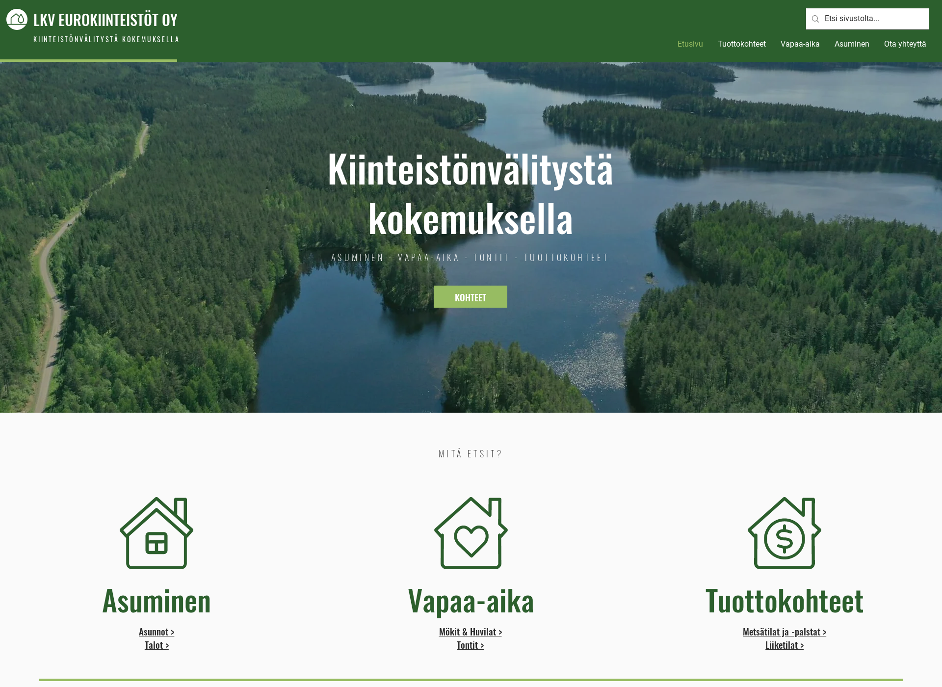 Skärmdump för eurokiinteistot.fi