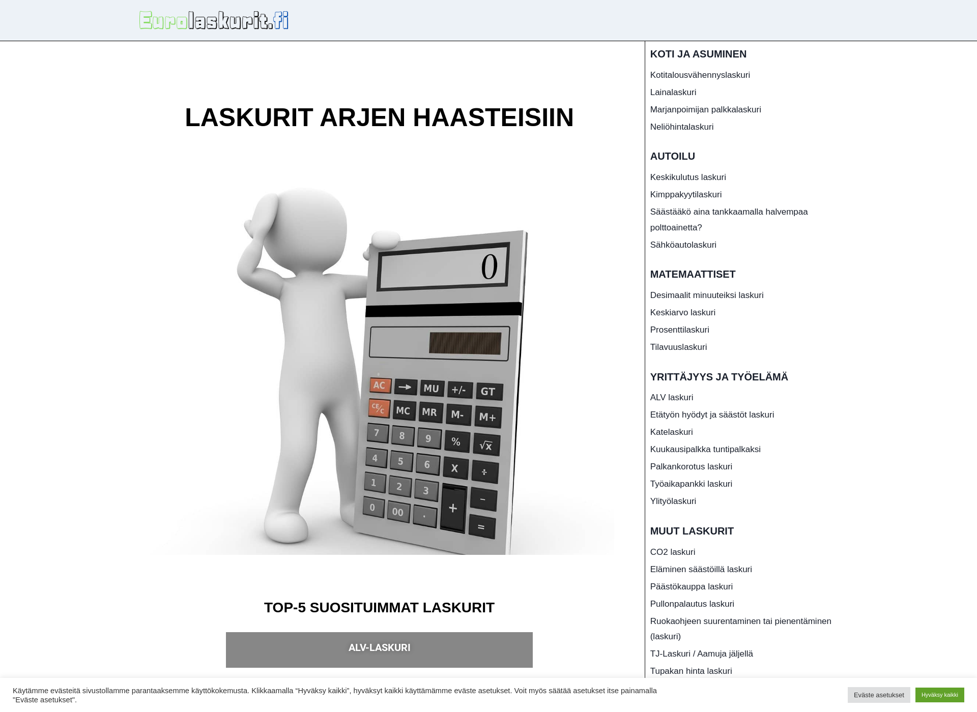 Skärmdump för eurolaskurit.fi