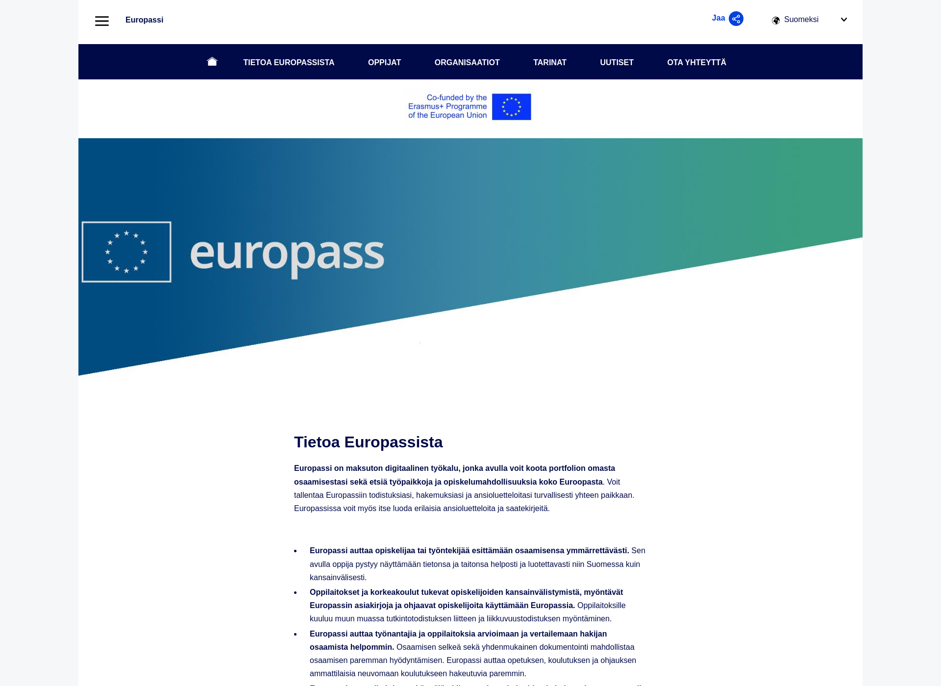 Näyttökuva europass.fi