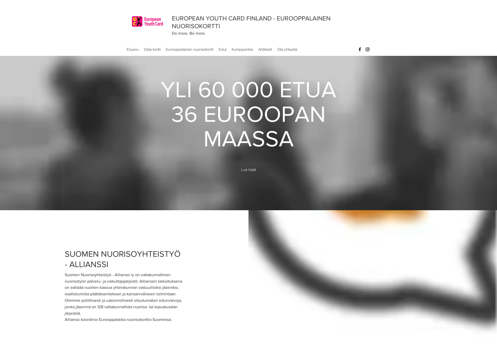 Skärmdump för europeanyouthcard.fi