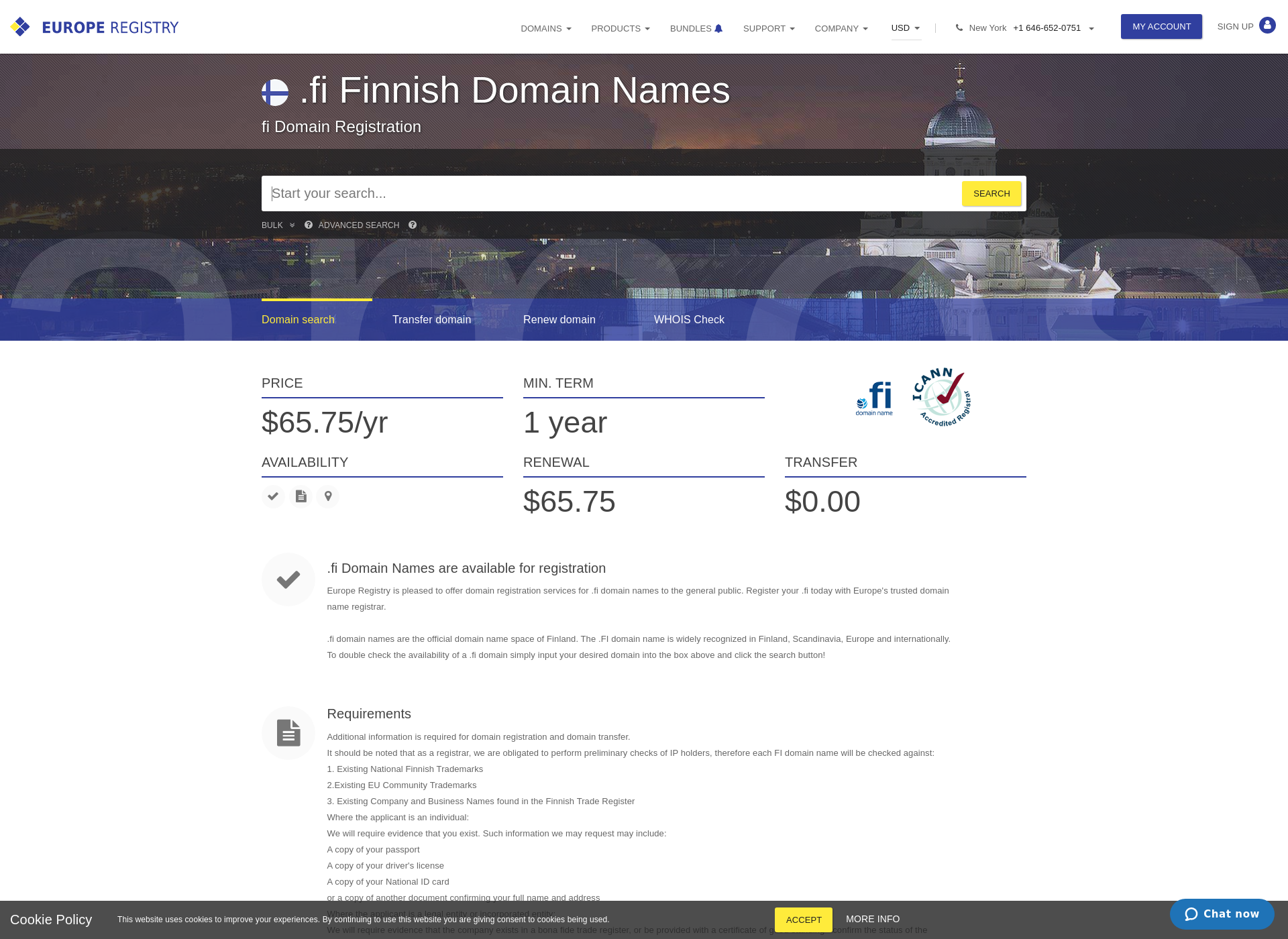 Skärmdump för europeregistry.fi