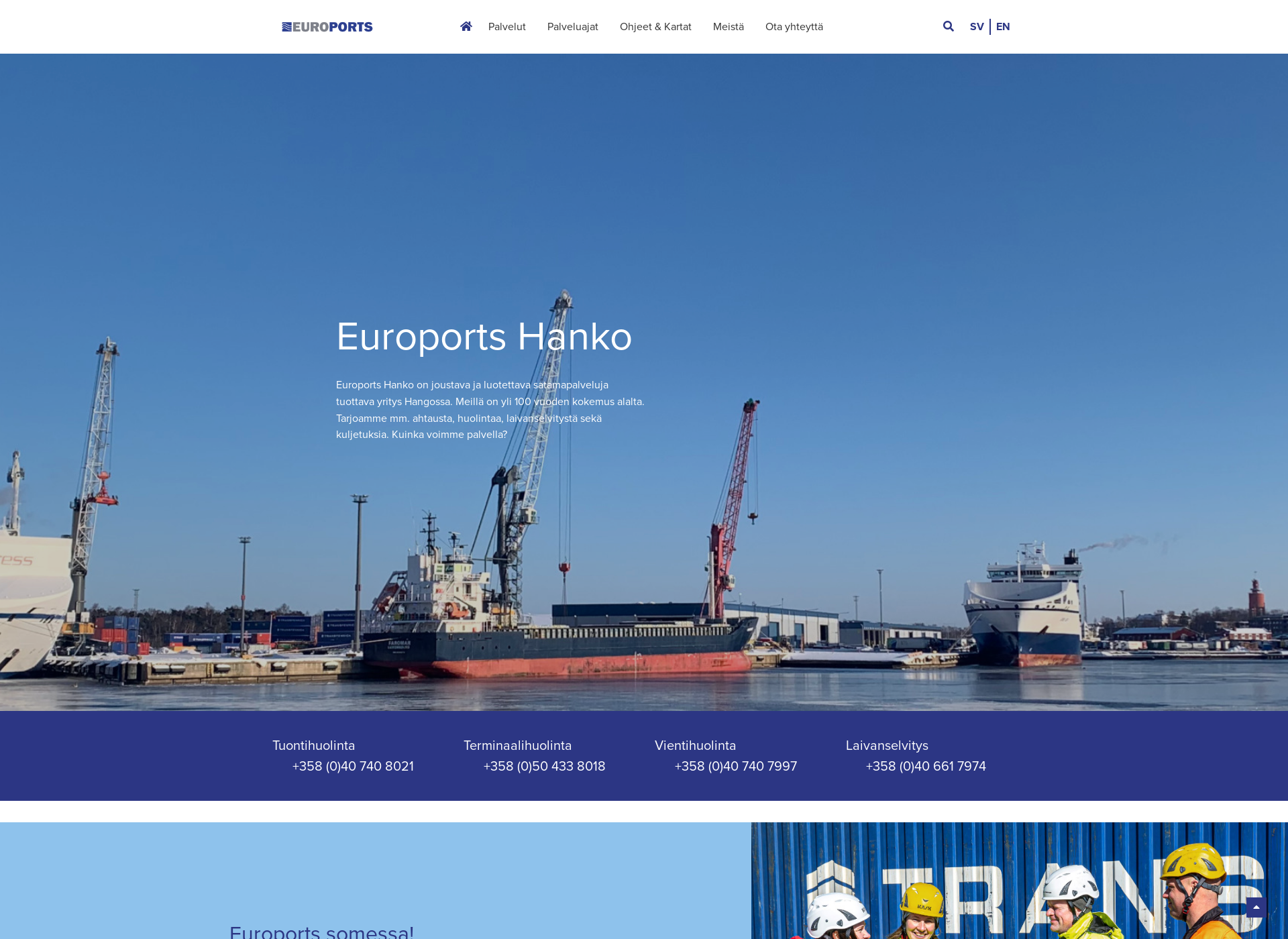 Skärmdump för europortshanko.fi
