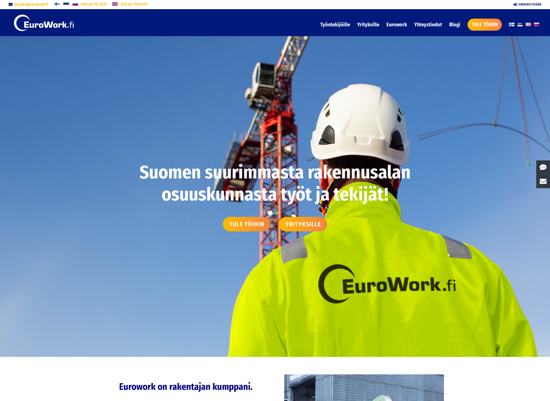 Skärmdump för eurowork.fi