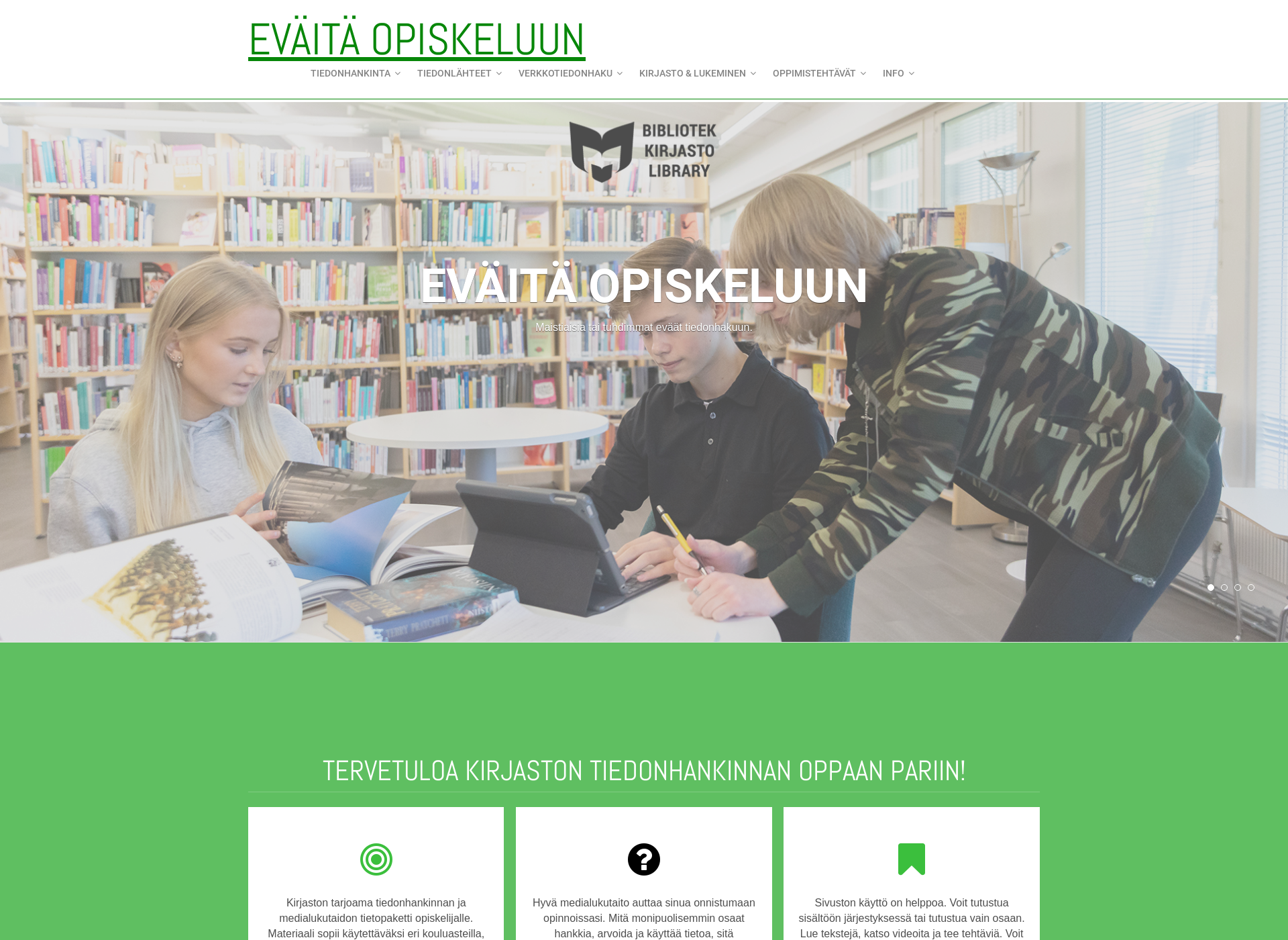 Skärmdump för evaitaopiskeluun.fi