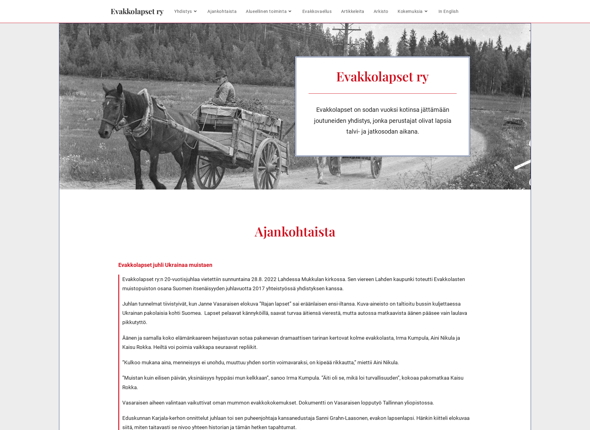 Screenshot for evakkolapset.fi