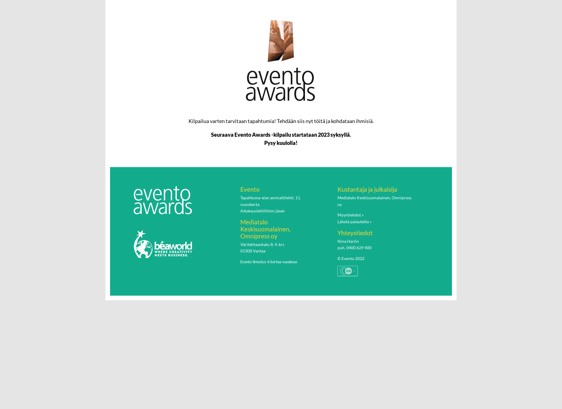 Skärmdump för eventoawards.fi