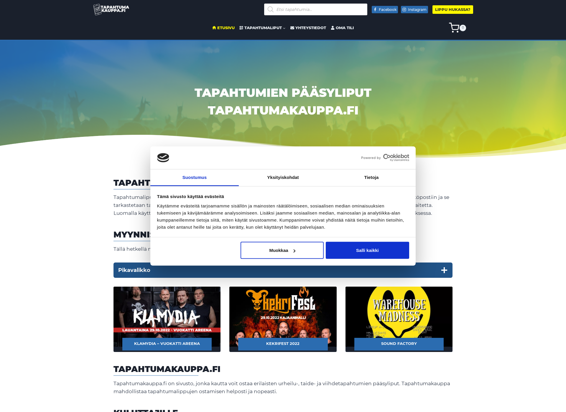 Skärmdump för evnt.fi