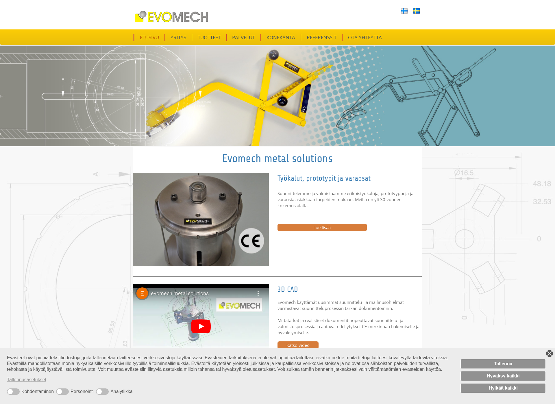 Skärmdump för evomech.fi
