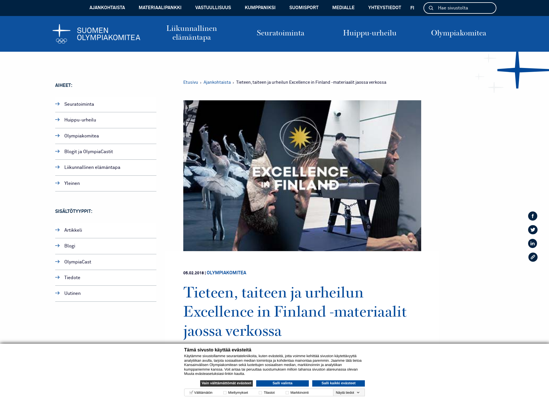 Skärmdump för excellenceinfinland.fi