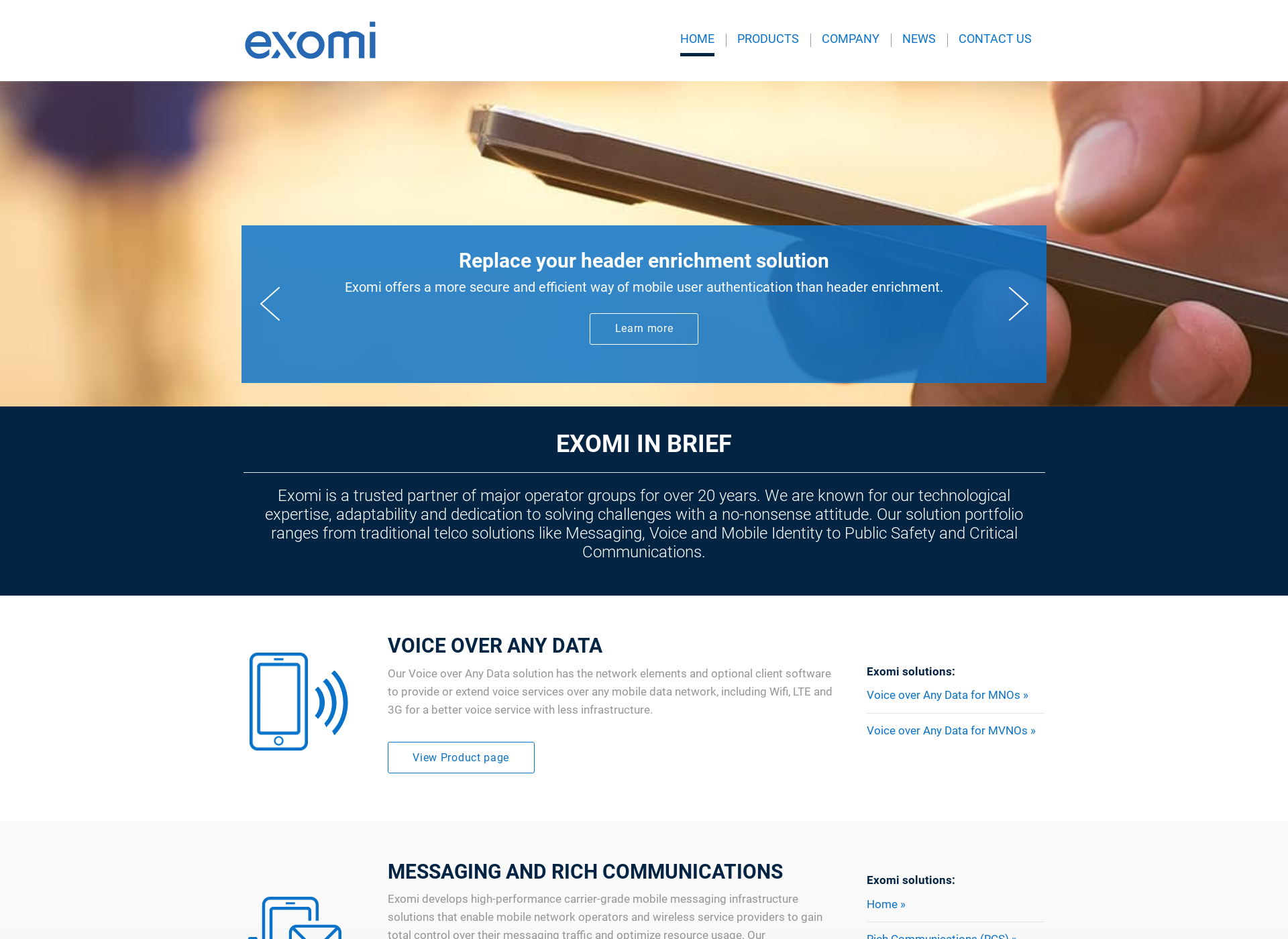 Screenshot for exomi.com