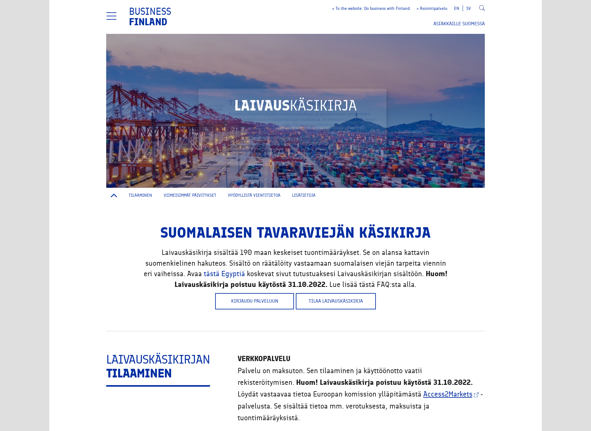 Screenshot for exportfinland.fi