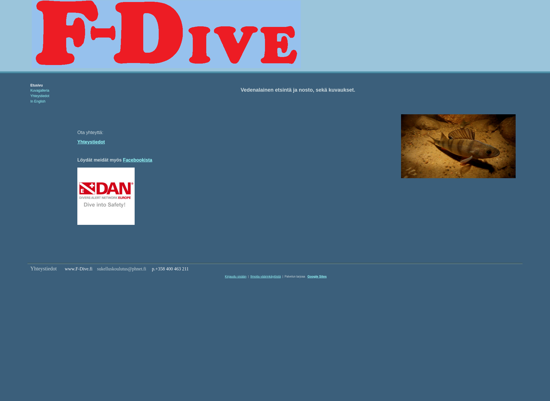 Skärmdump för f-dive.fi