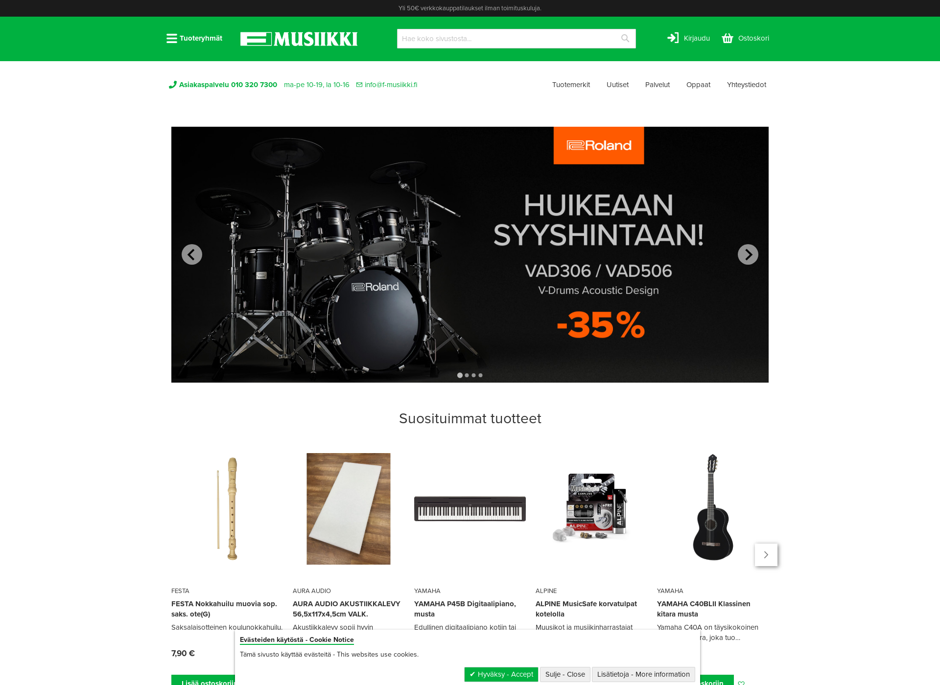 Skärmdump för f-musiikki.fi
