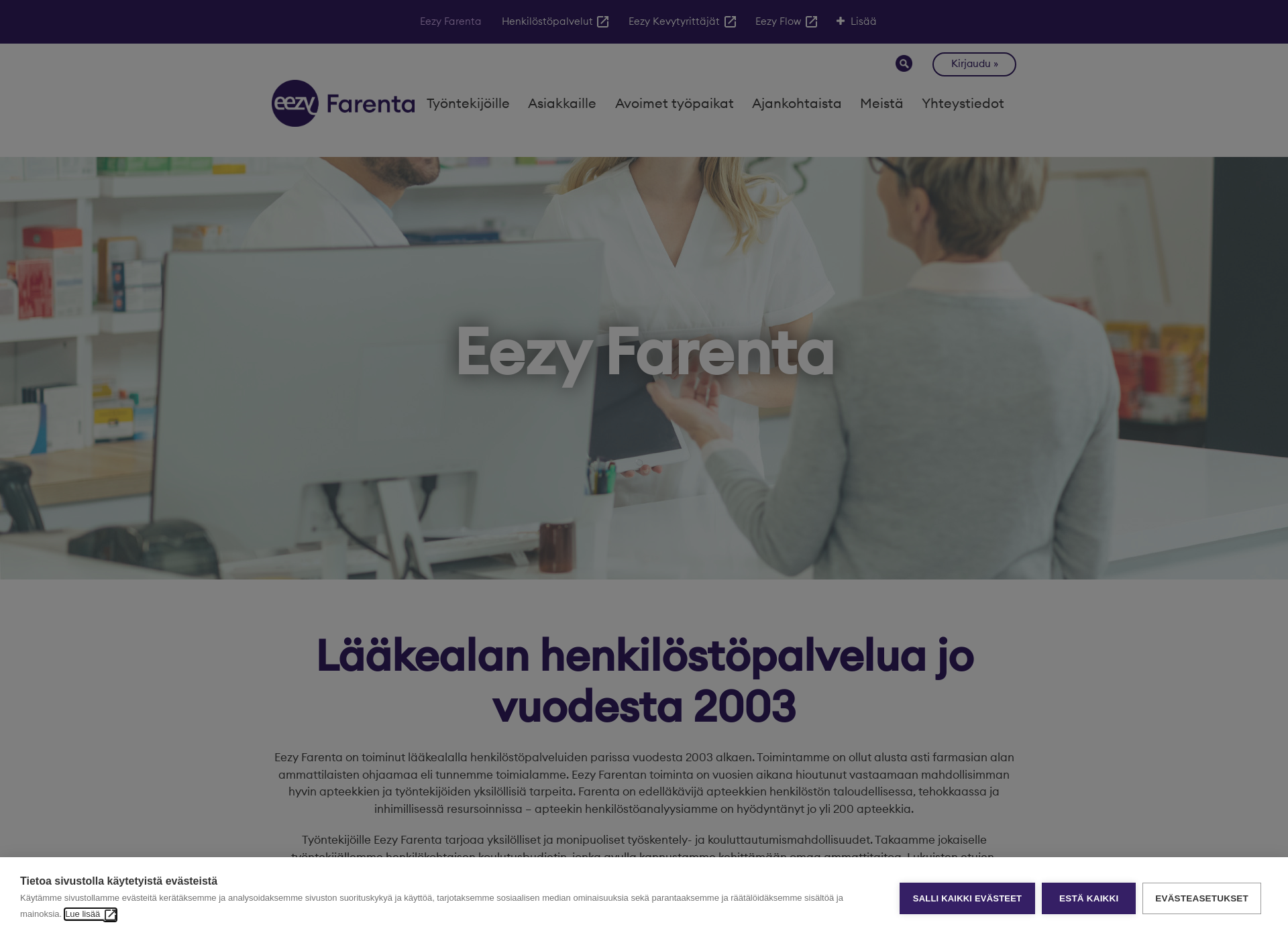 Skärmdump för farentaverkko.fi