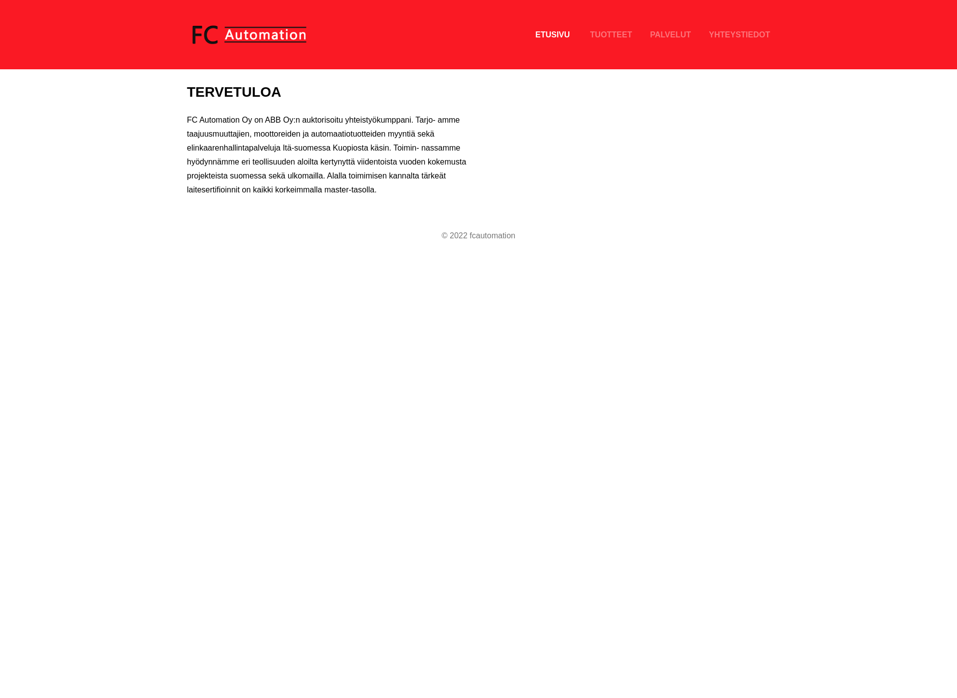 Skärmdump för fcautomation.fi