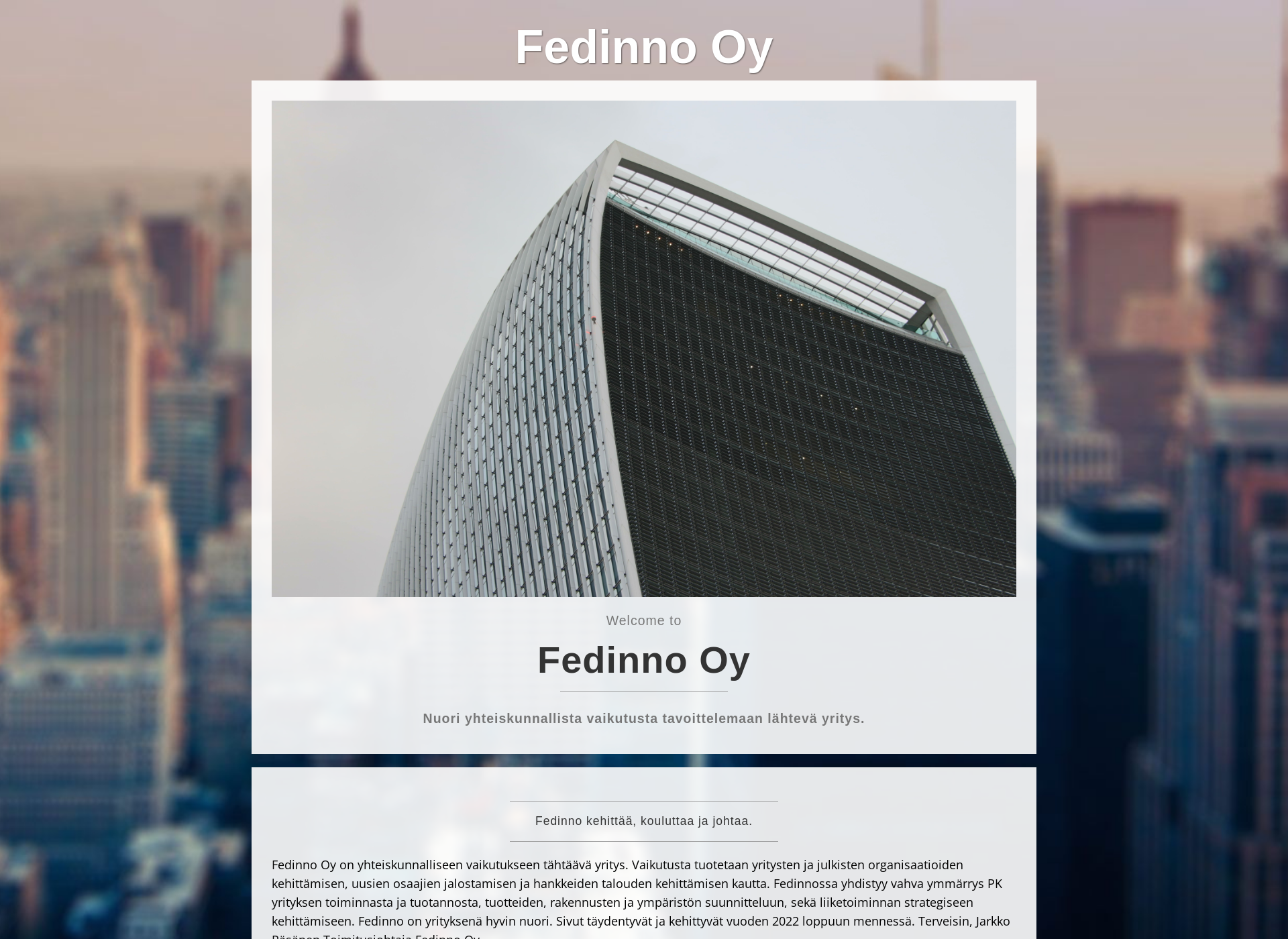 Skärmdump för fedinno.fi