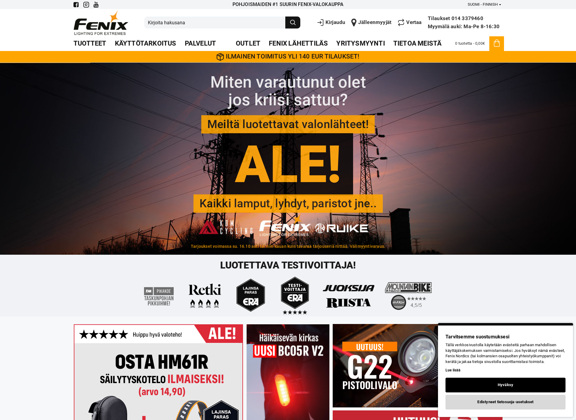 Skärmdump för fenixlight.fi